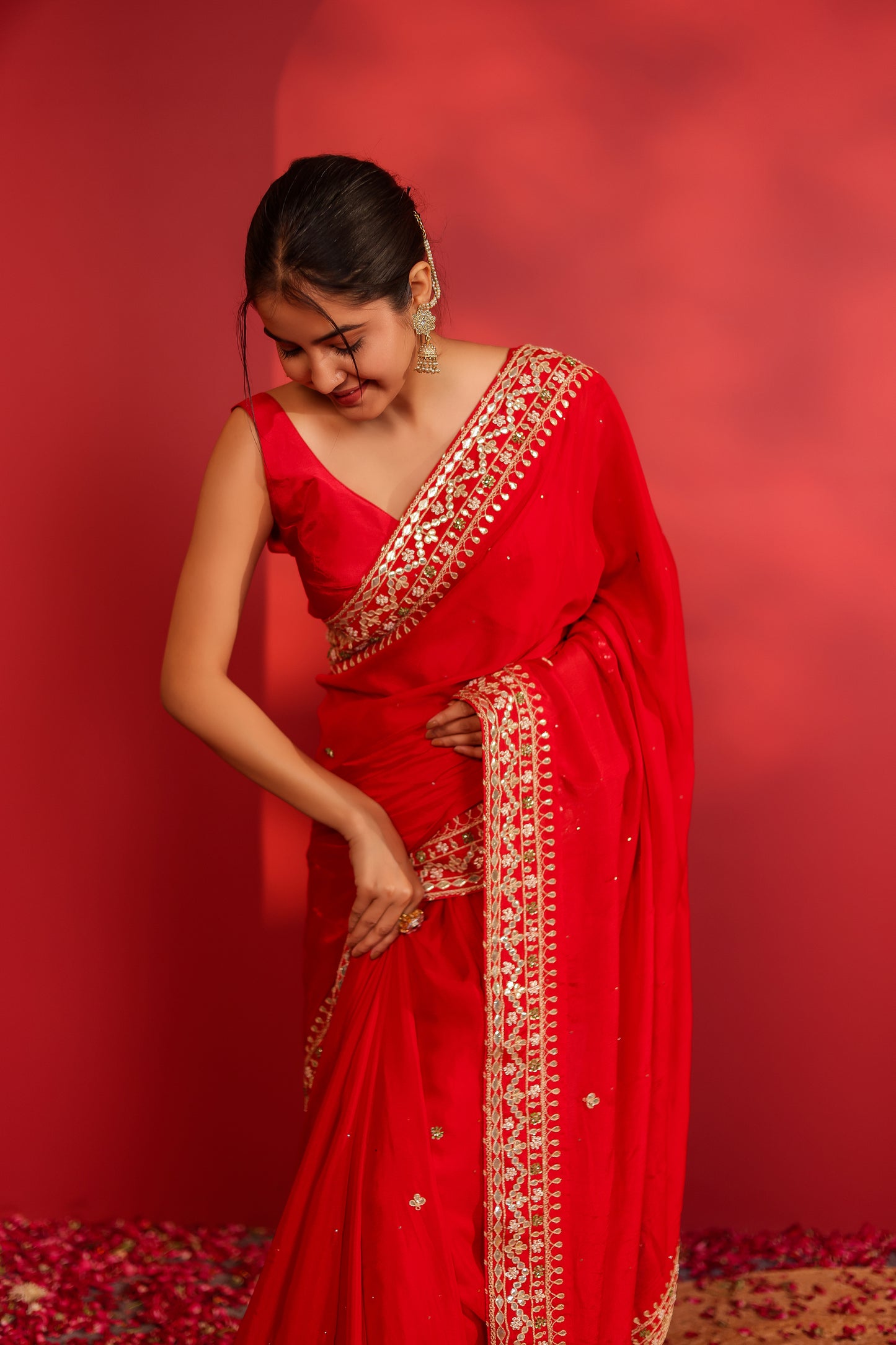 RIWA RED GEORGETTE SAREE