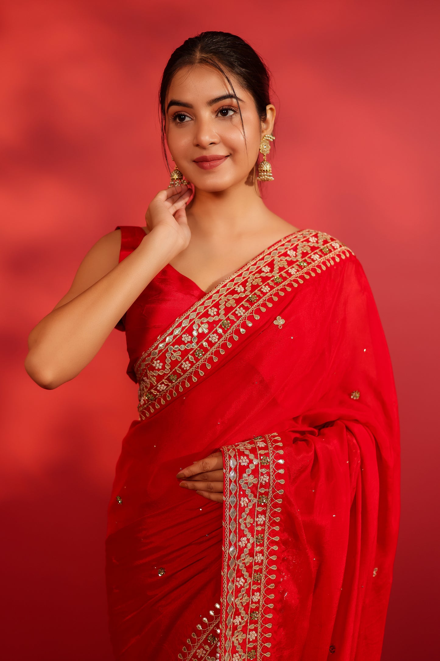 RIWA RED GEORGETTE SAREE