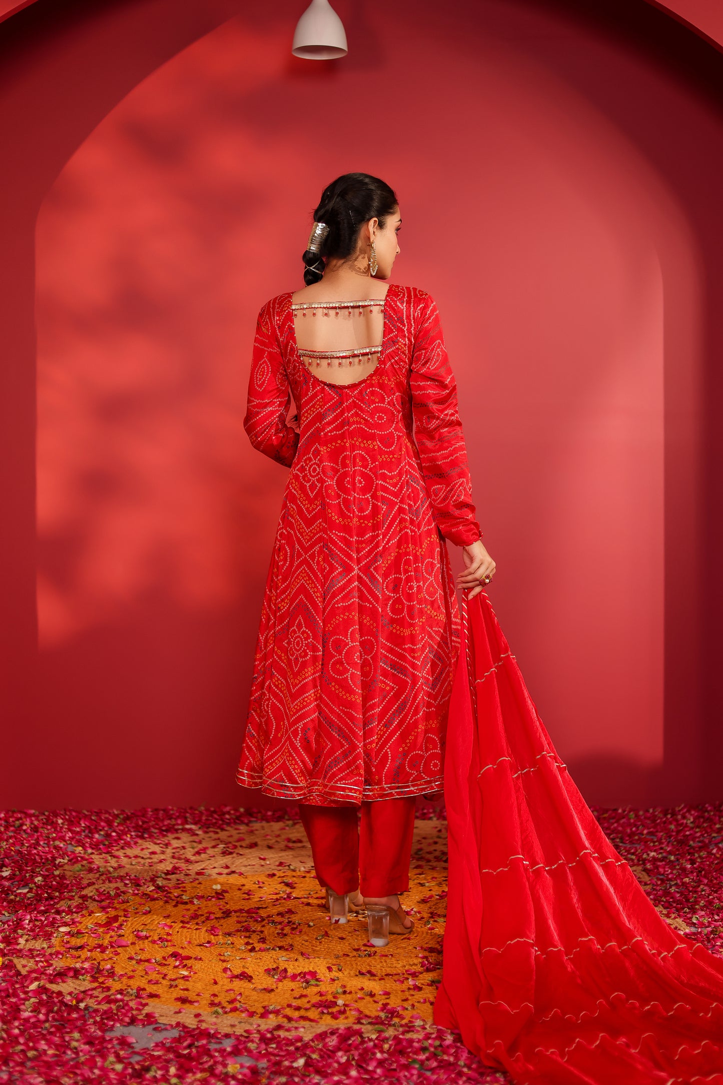 Cinnabar bandhani printed Anarkali set