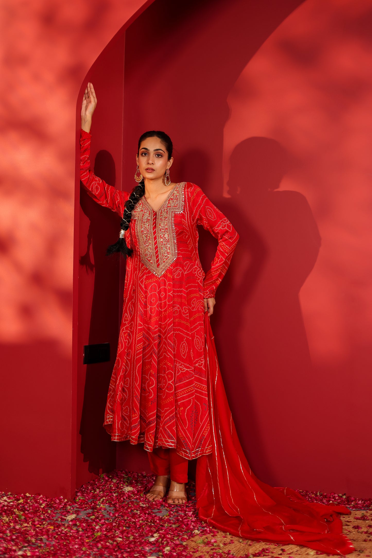 Cinnabar bandhani printed Anarkali set