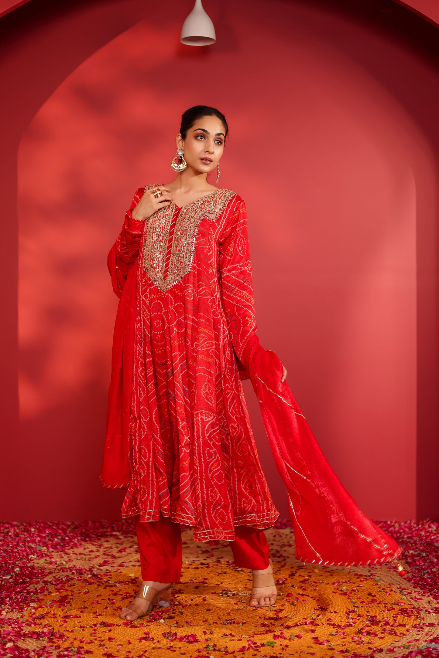 Cinnabar bandhani printed Anarkali set