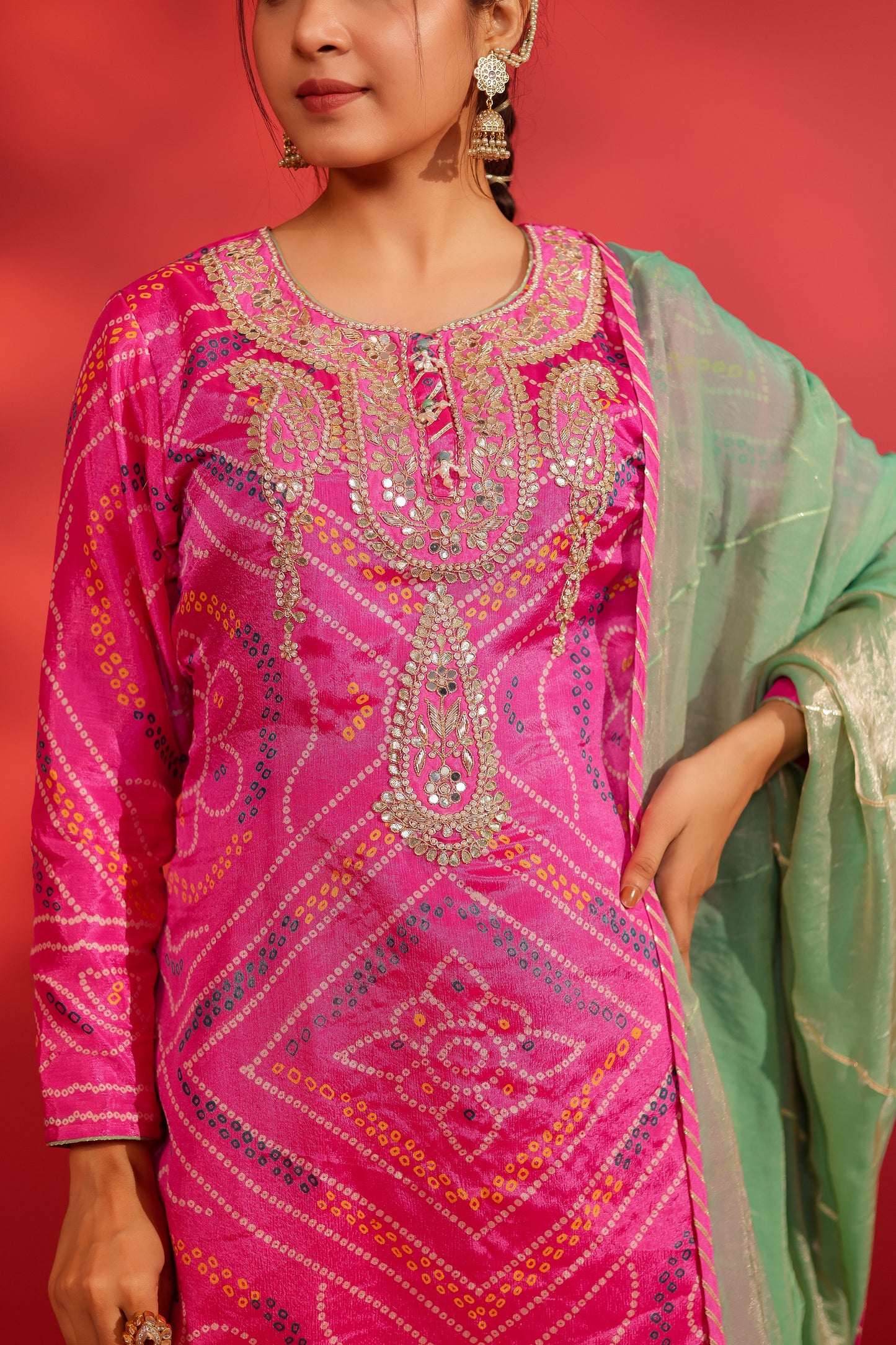 Gul pink bandhani printed Sharara set