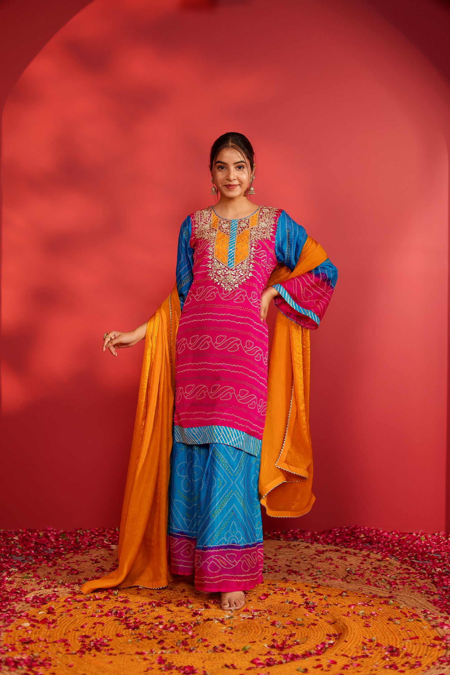Maya rani shaded bandhani printed sharara set
