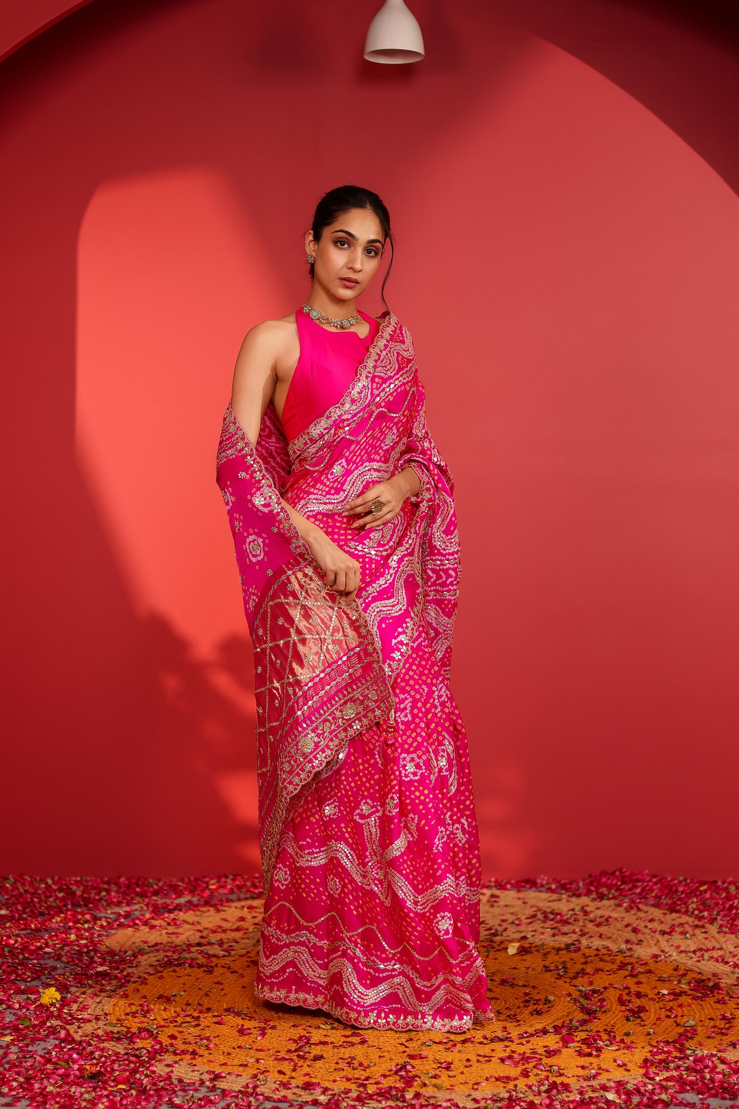 Suwarna Handcrafted Bandhani Silk Saree