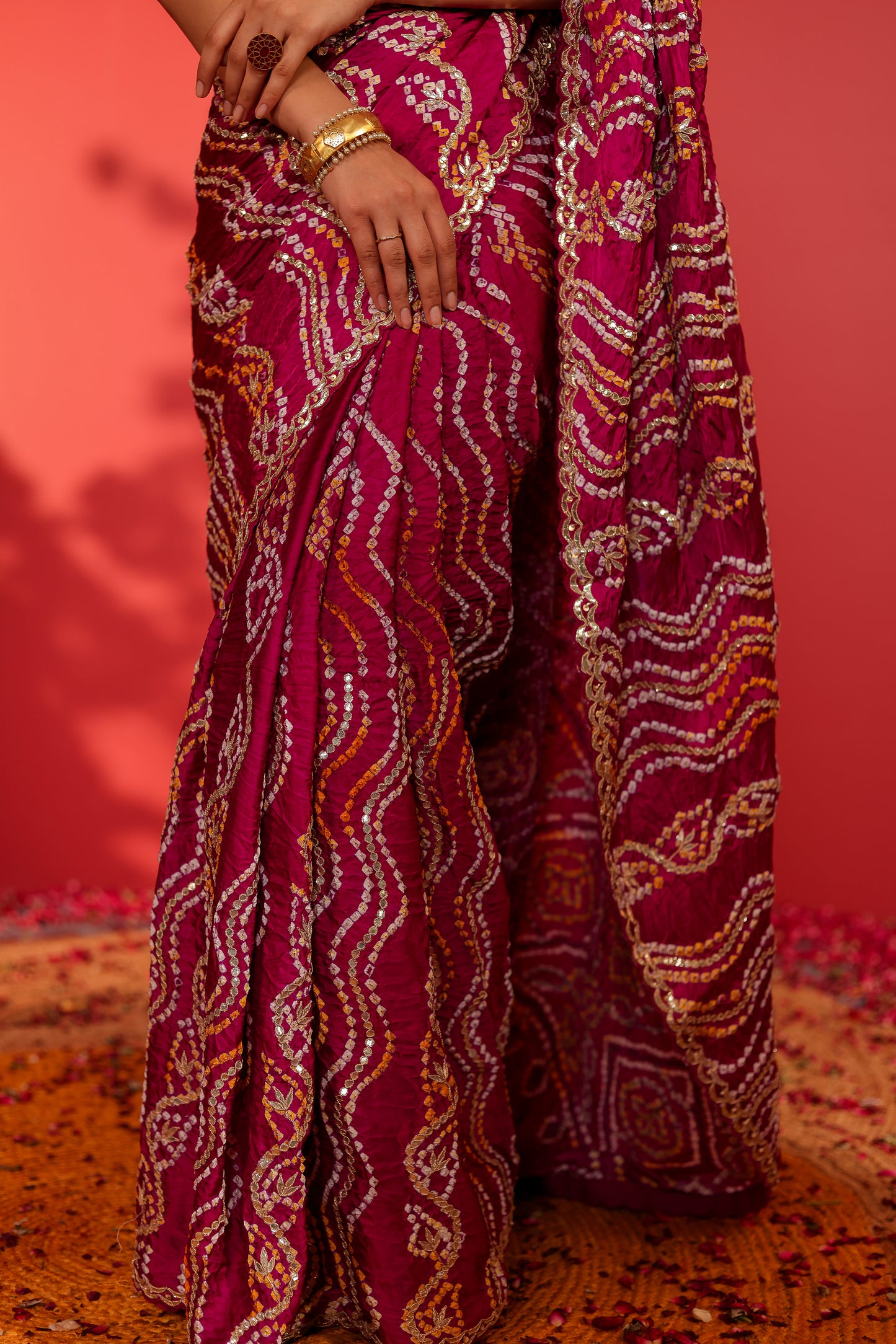 Anukruti Handcrafted Gajji Bandhani Saree