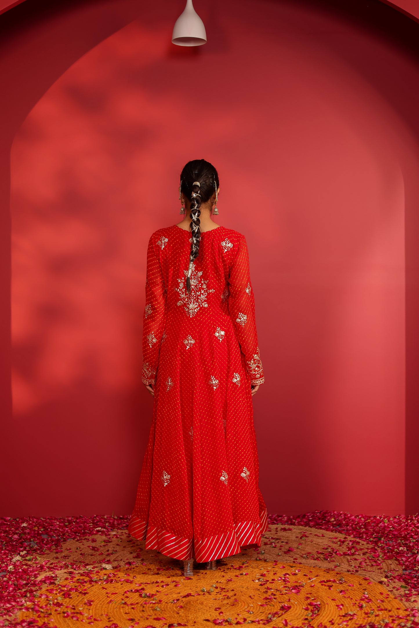 AHELIYA RED MOTHRA ANARKALI SET