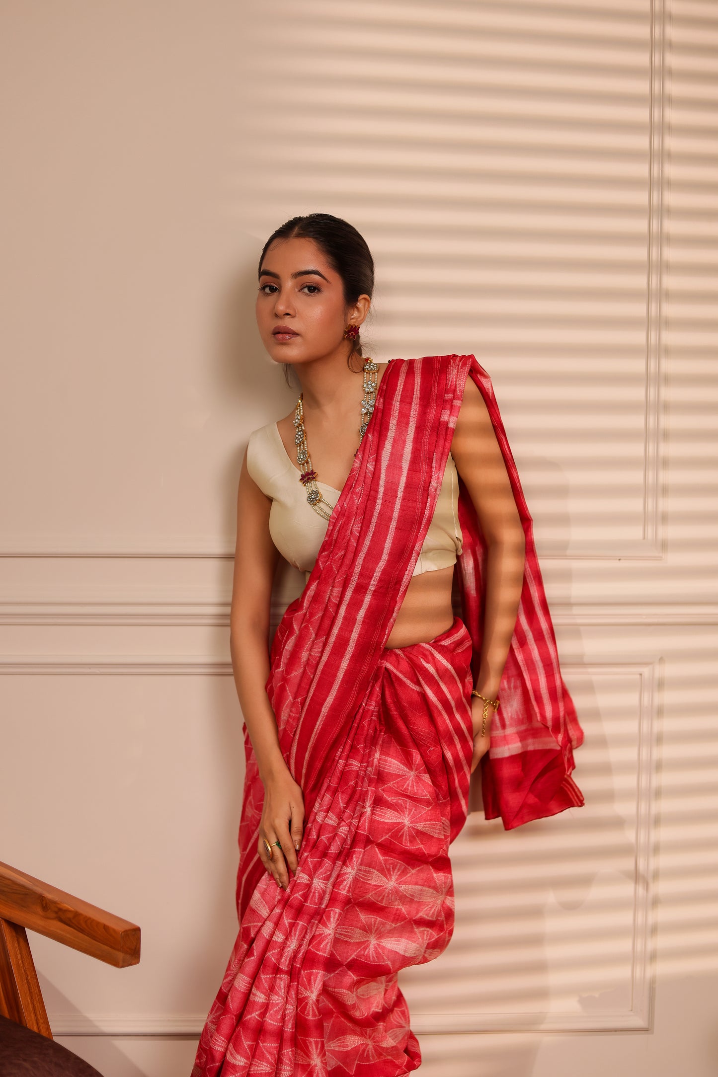 RAAHI RUST TUSSAR SHIBORI HANDCRAFTED SAREE