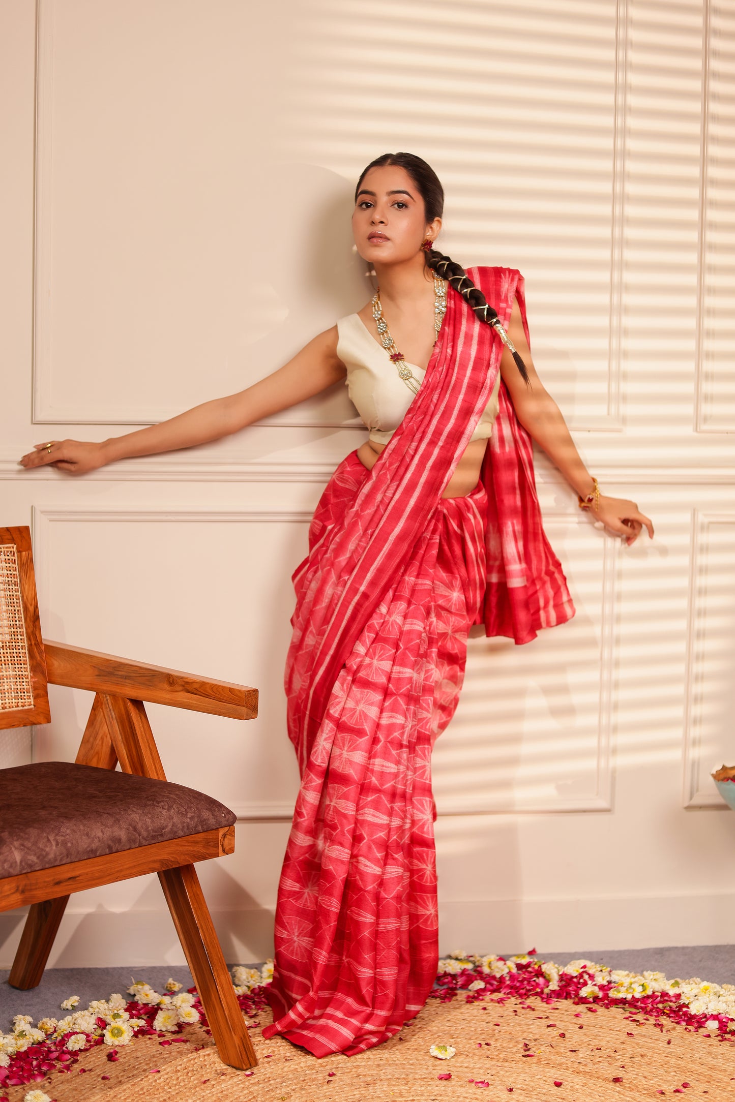 RAAHI RUST TUSSAR SHIBORI HANDCRAFTED SAREE