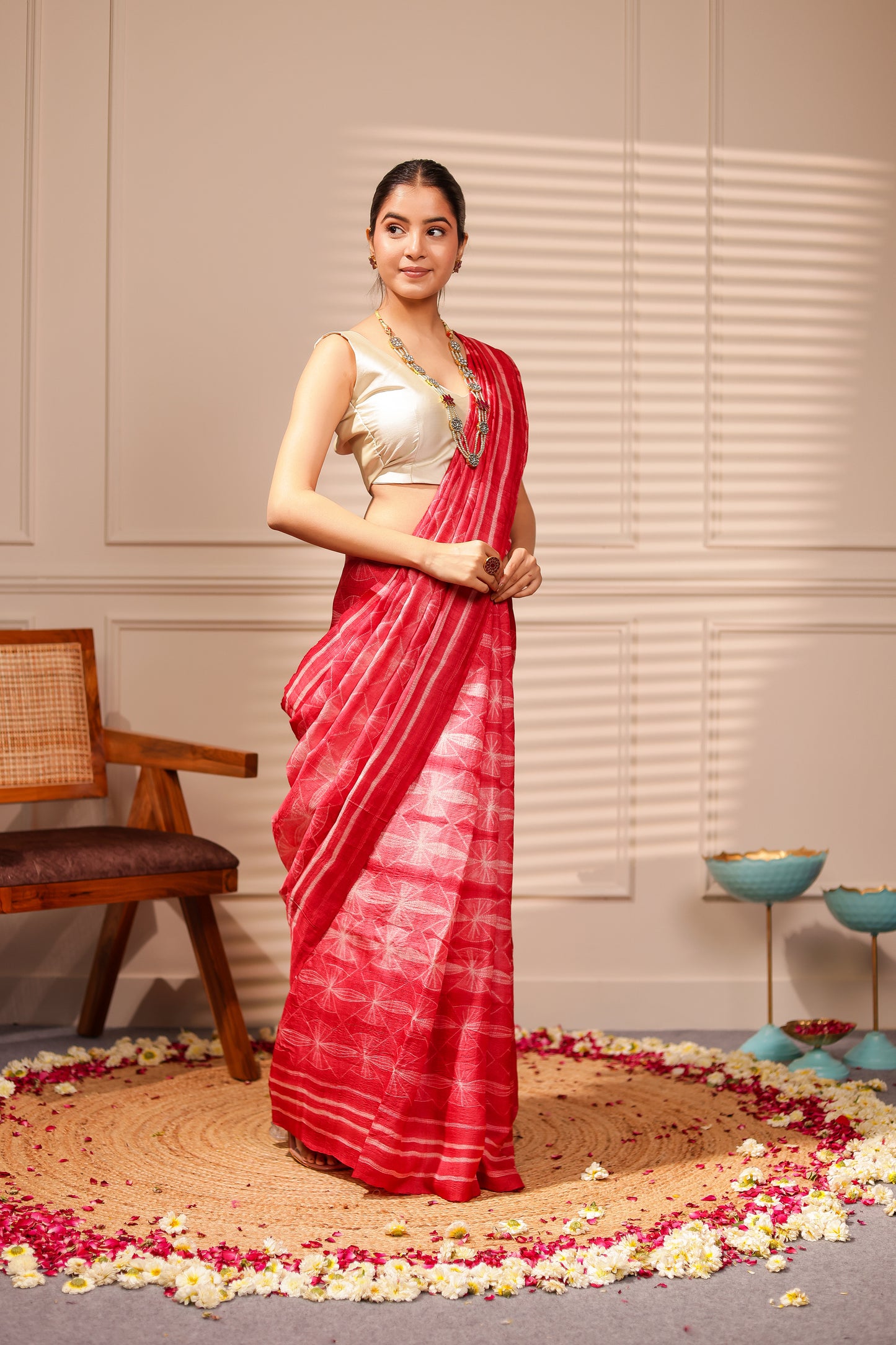 RAAHI RUST TUSSAR SHIBORI HANDCRAFTED SAREE