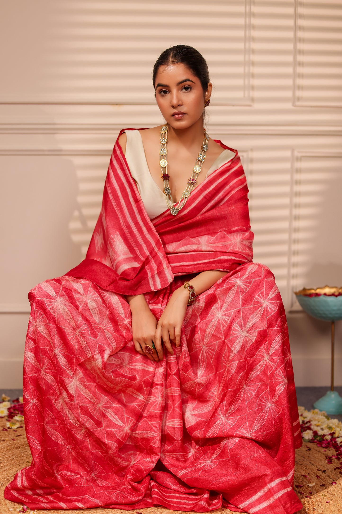 RAAHI RUST TUSSAR SHIBORI HANDCRAFTED SAREE