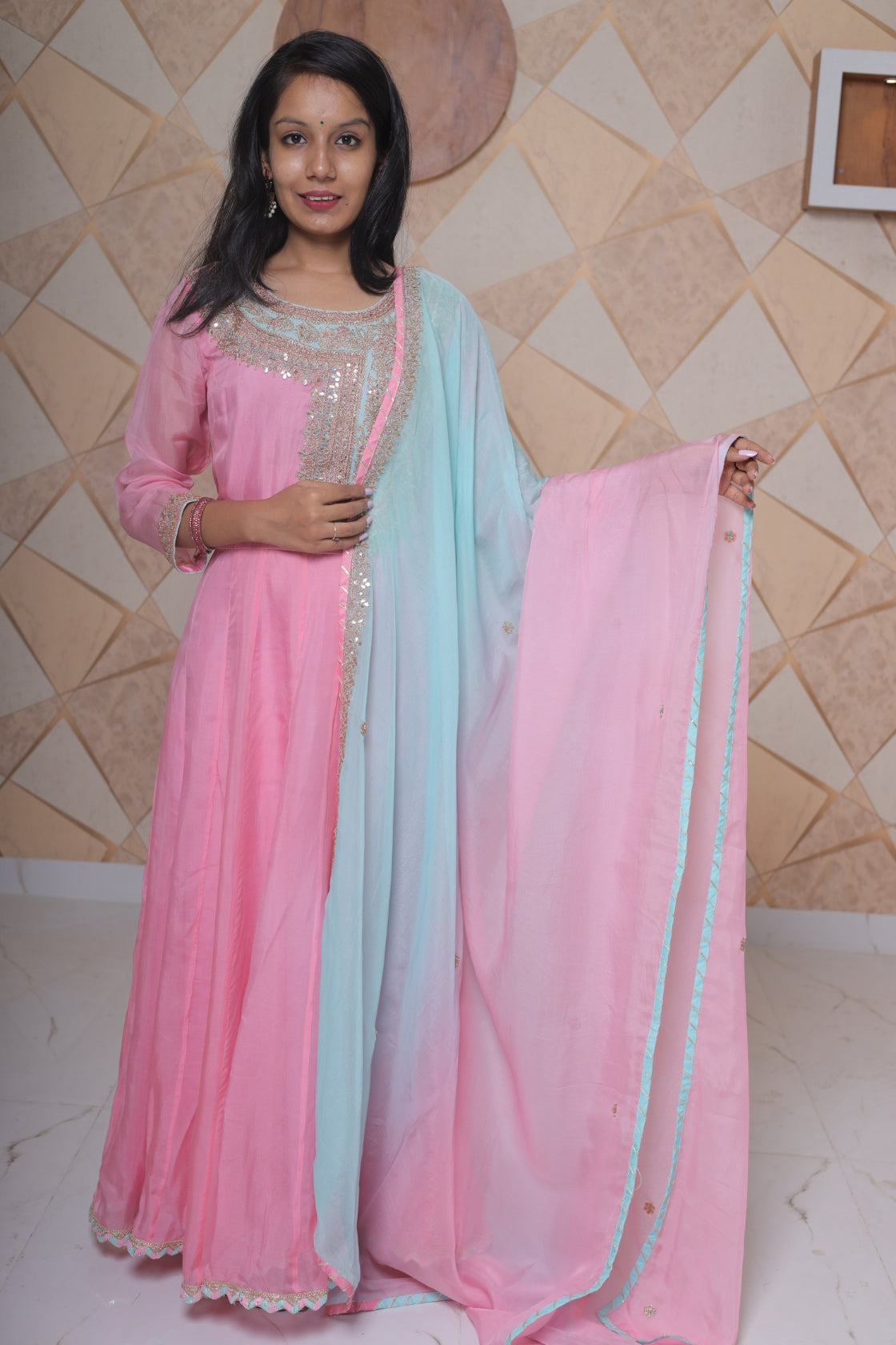 Pink Anarkali Set