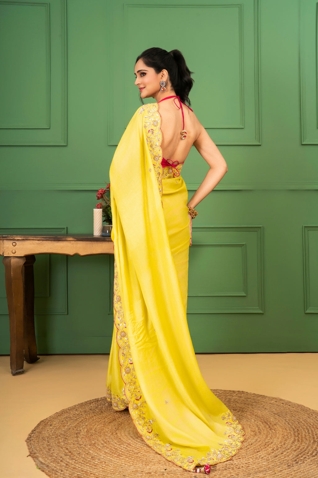 Yellow Tussar Silk Saree