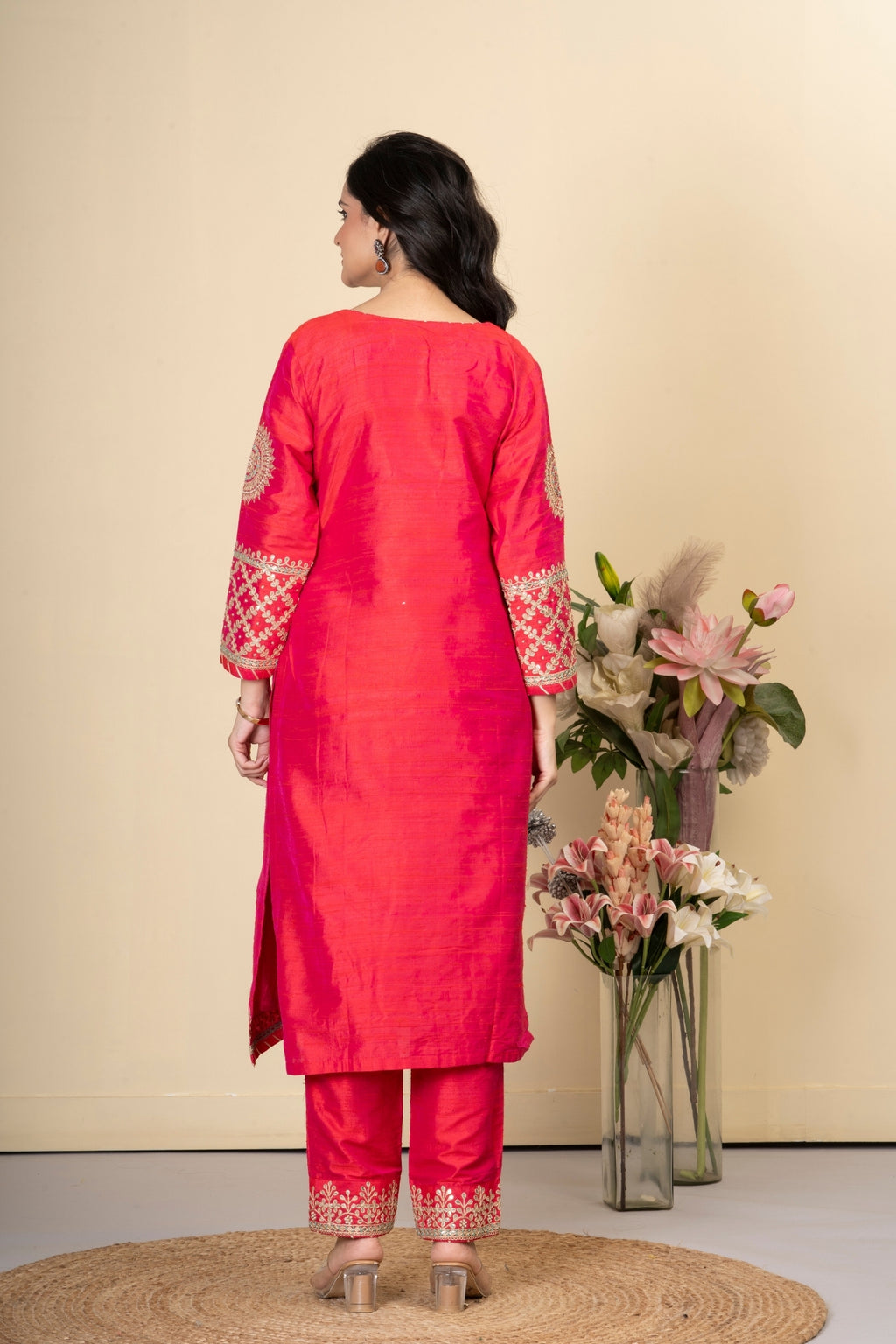 Red Rawsilk Zara Co-ord Set