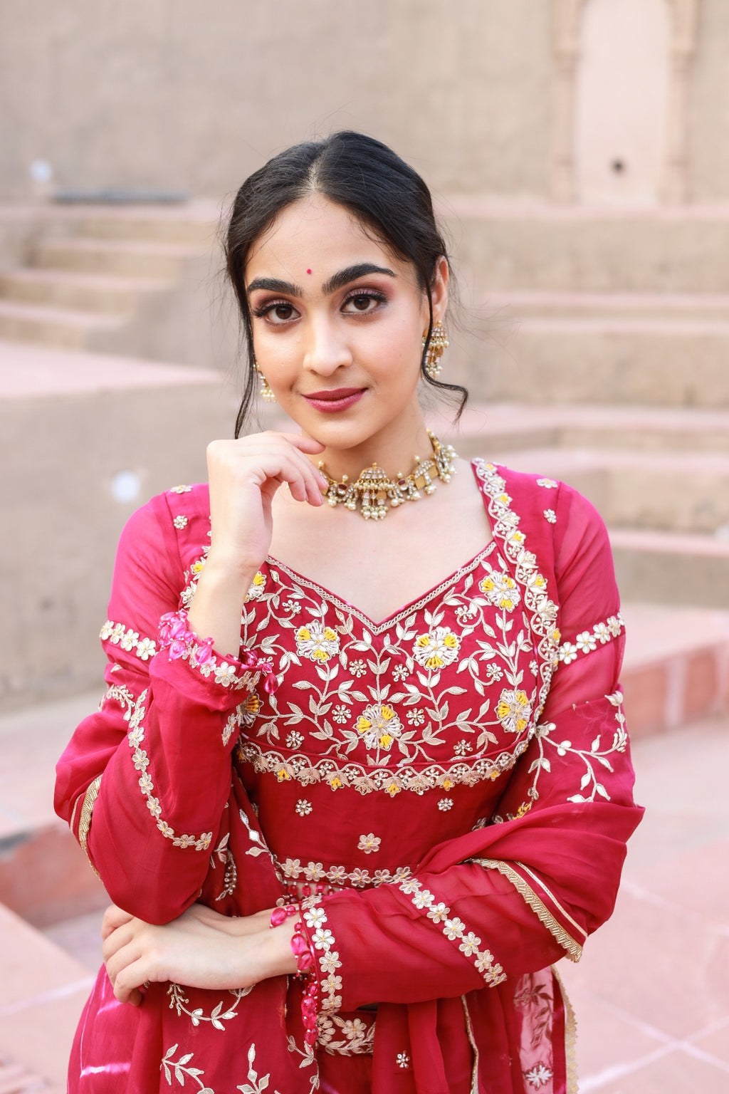 Ruhani Organza Silk Leheriya Lehenga Set