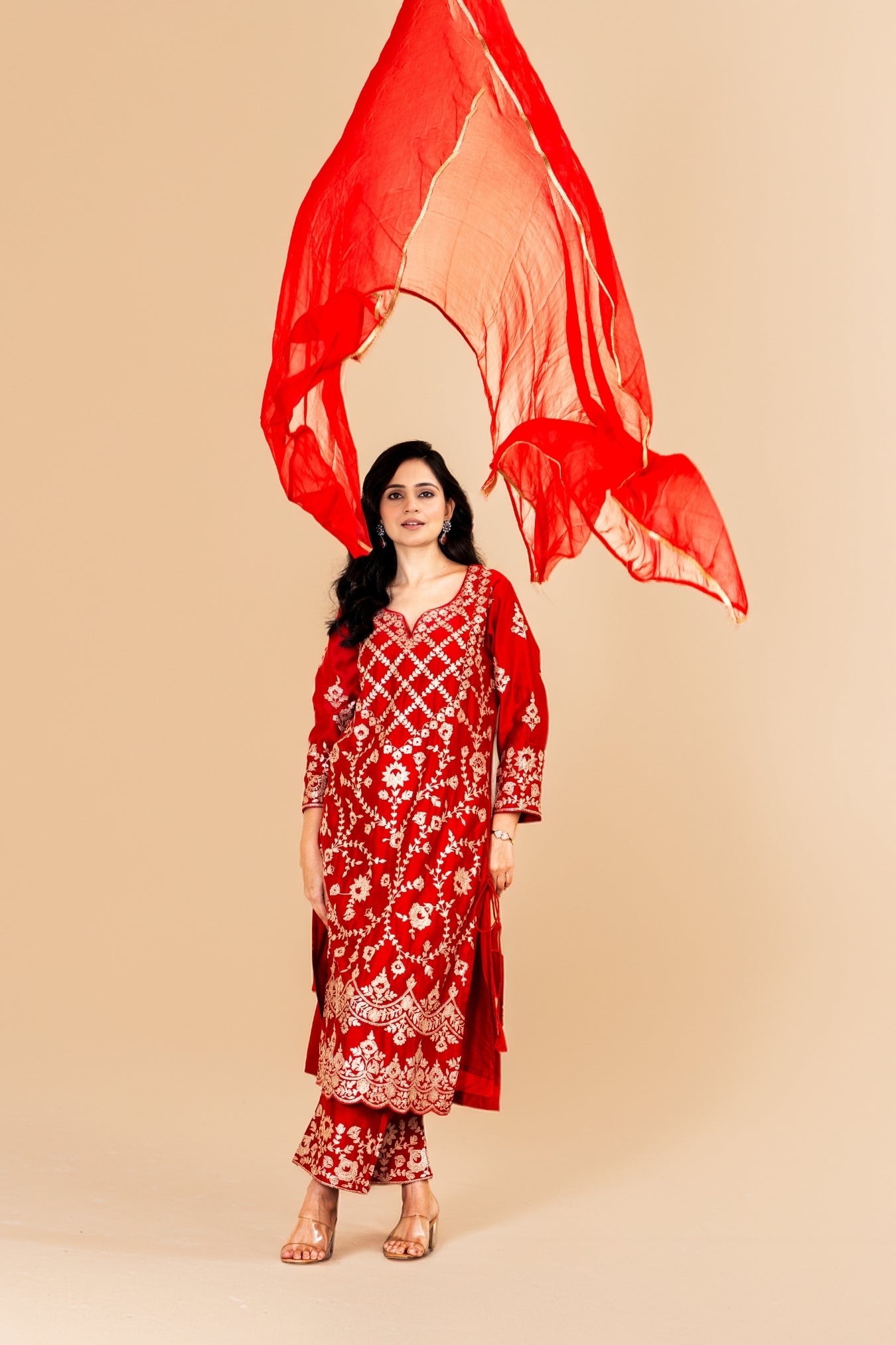Red Chanderi Silk Lali Suit