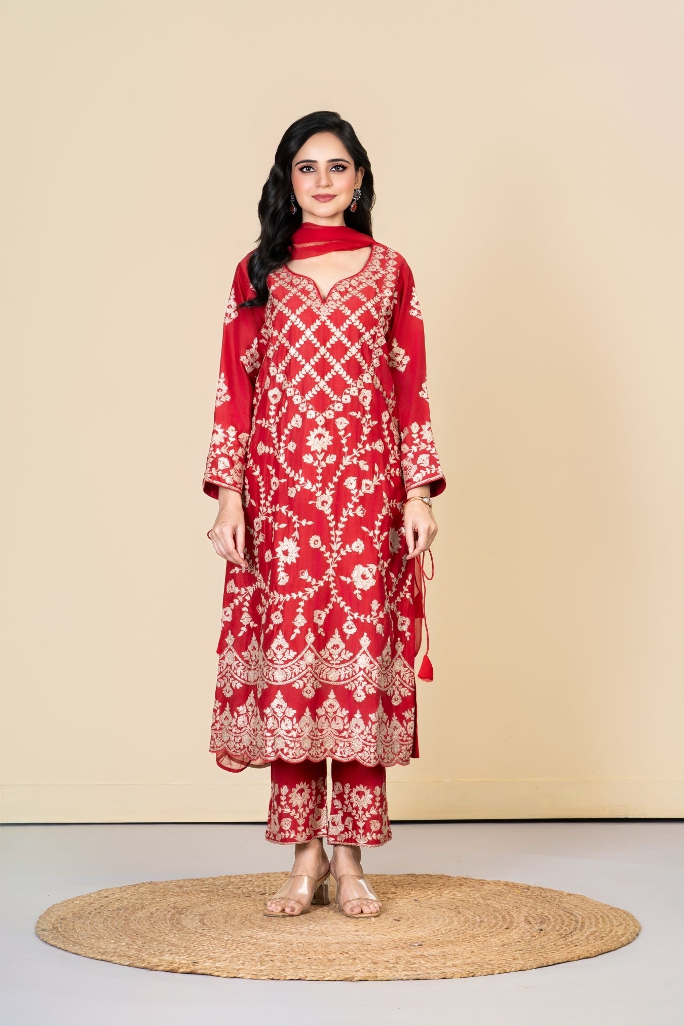 Red Chanderi Silk Lali Suit