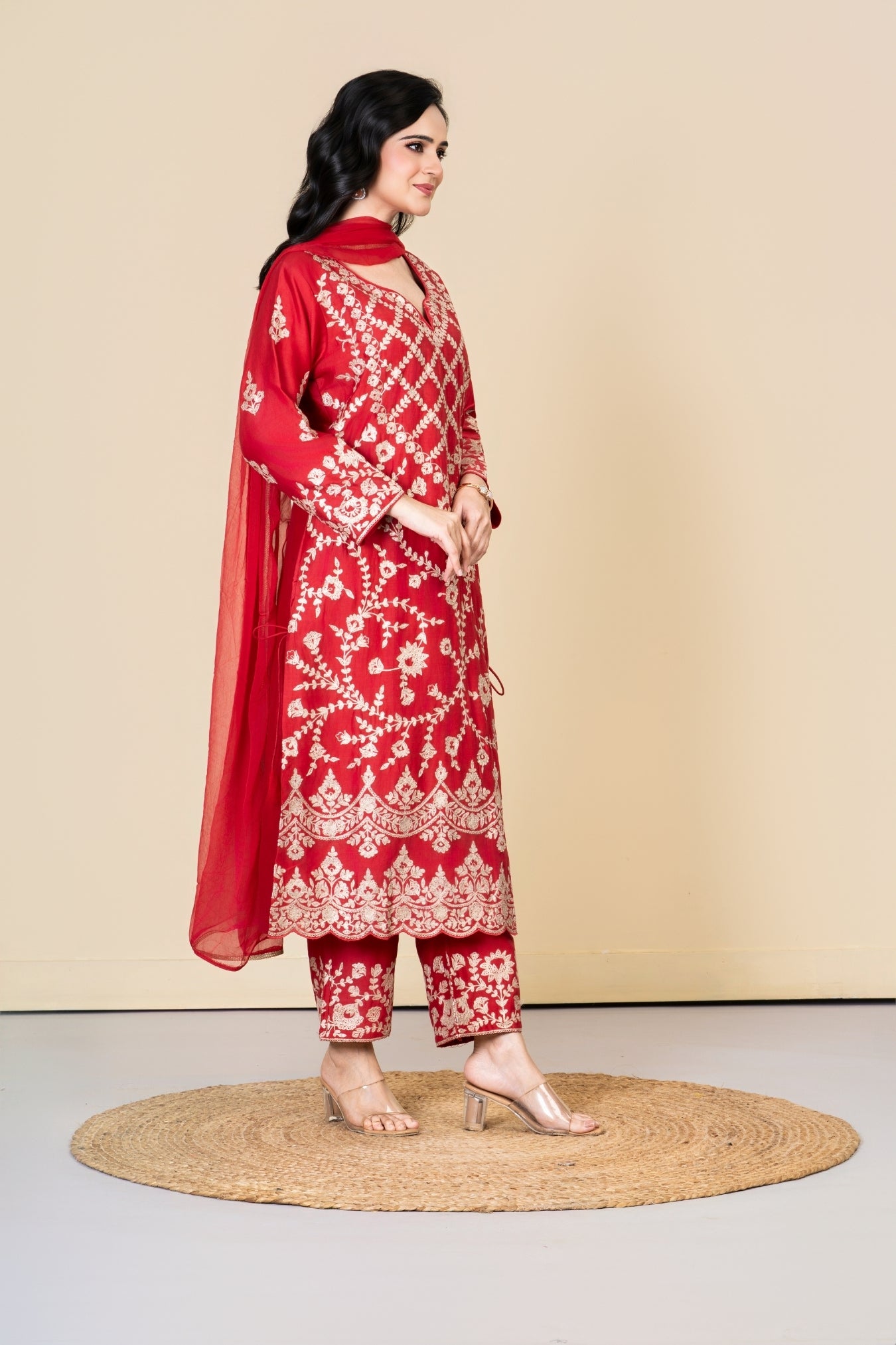 Red Chanderi Silk Lali Suit