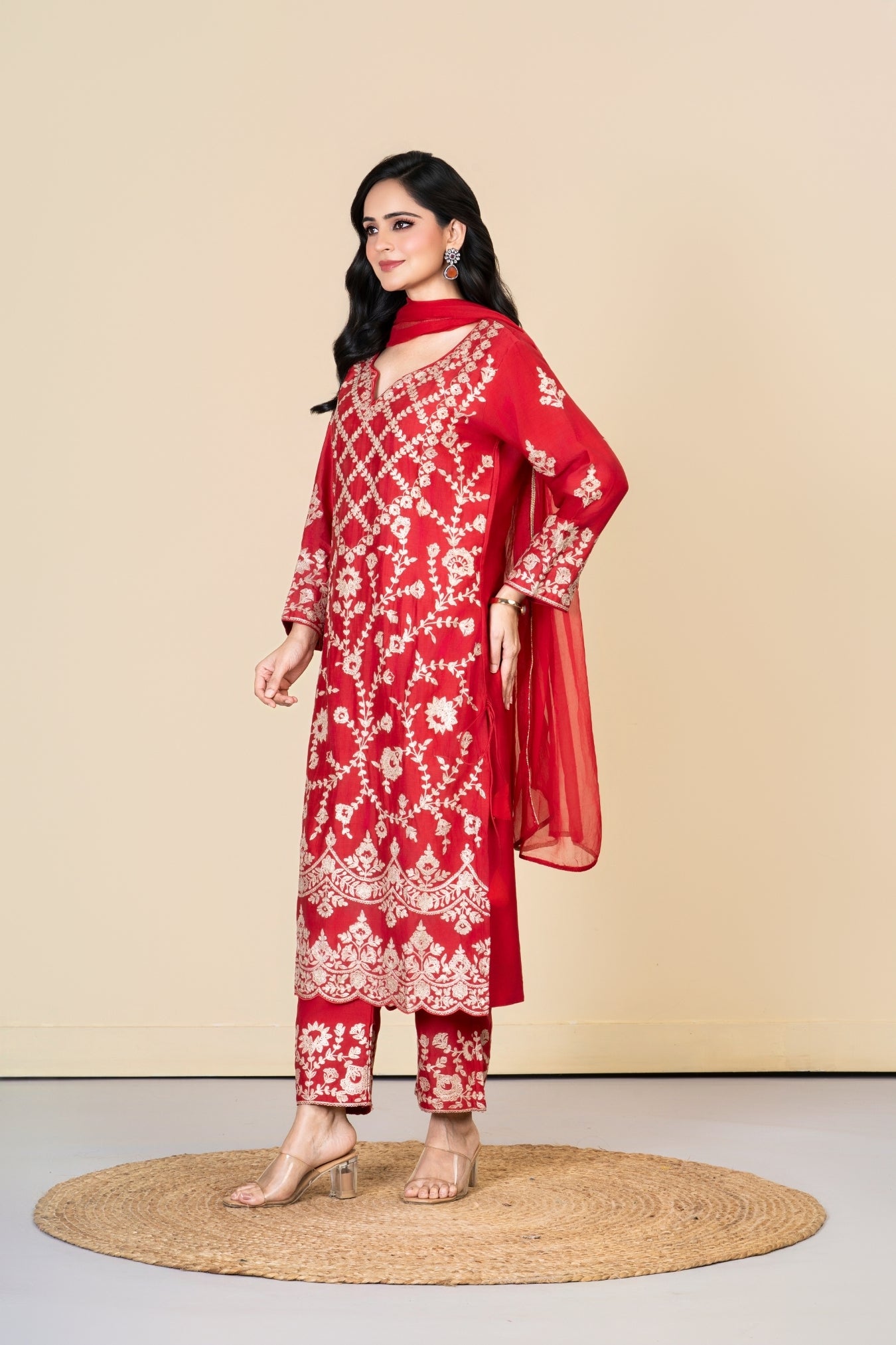 Red Chanderi Silk Lali Suit