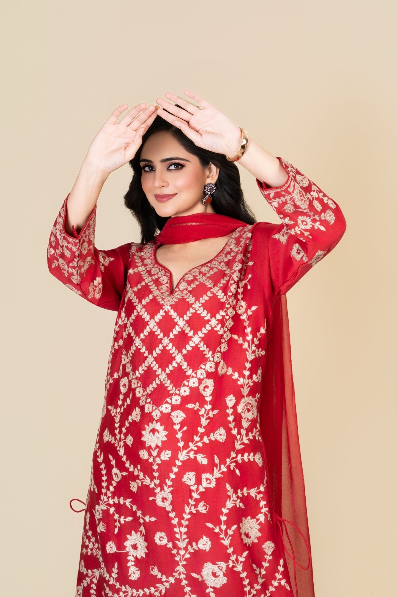 Red Chanderi Silk Lali Suit