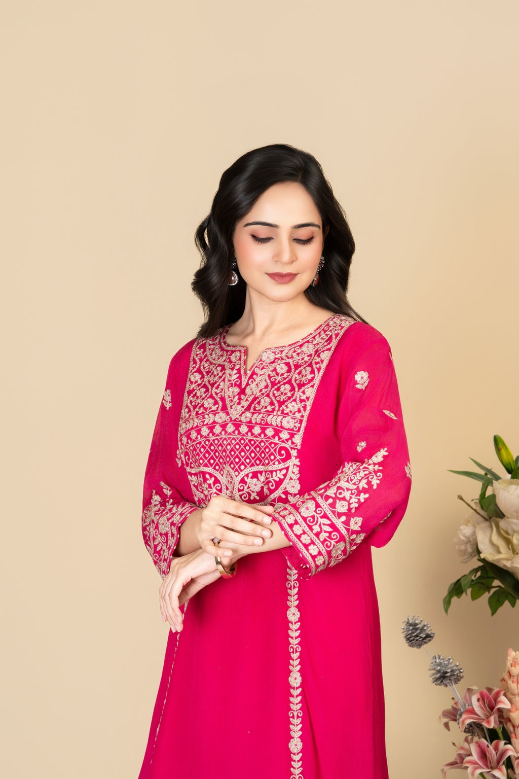 Rani Chinon Georgette Gulabi Suit