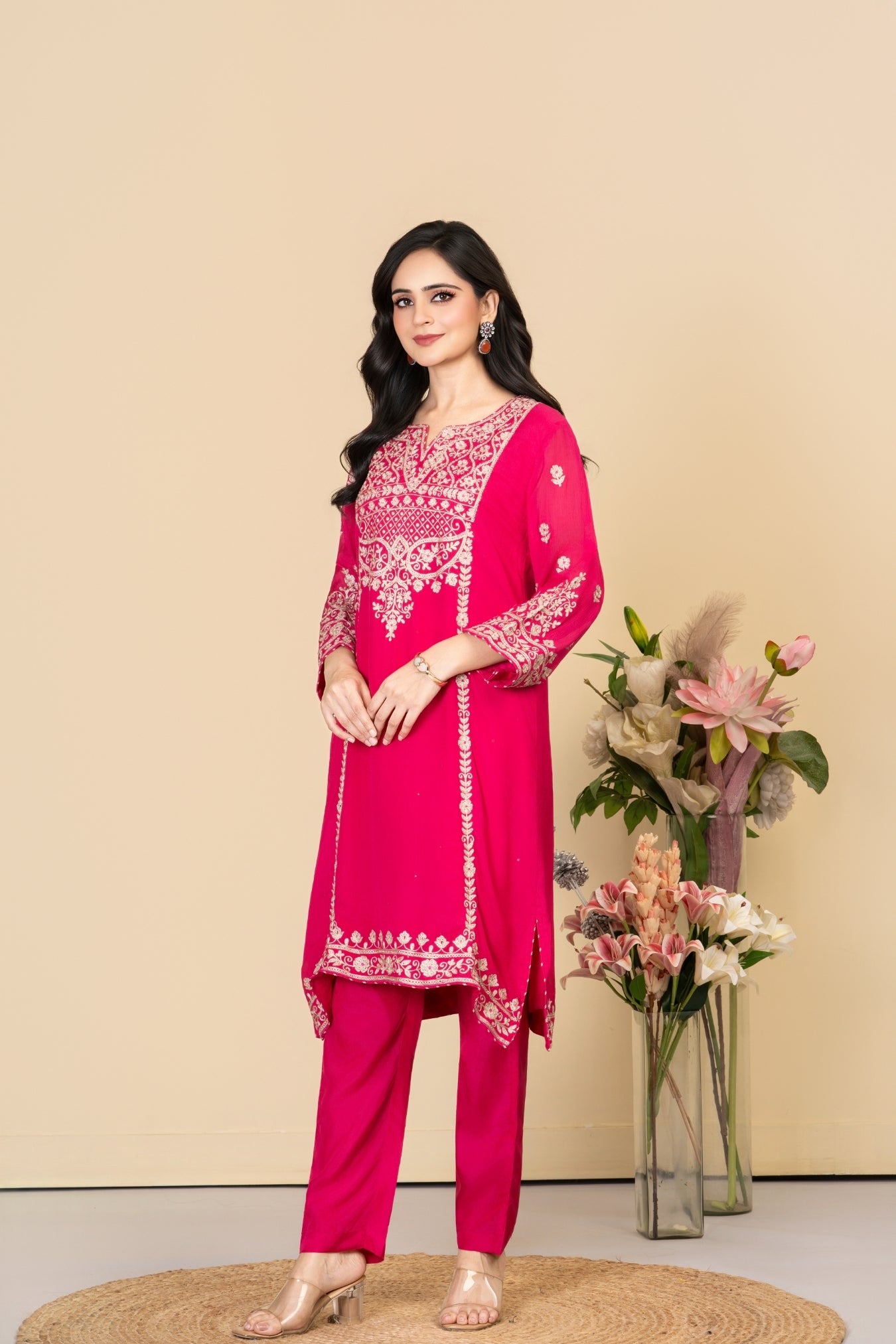 Rani Chinon Georgette Gulabi Suit