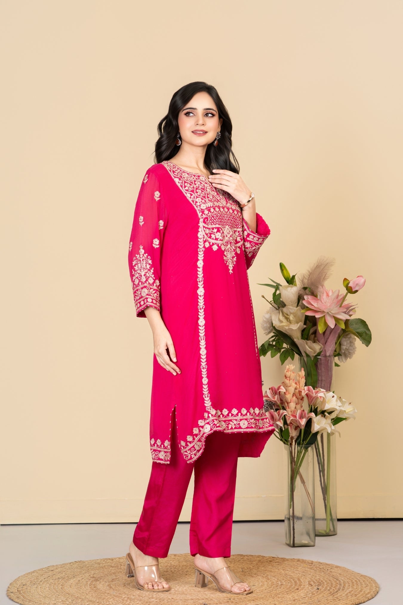 Rani Chinon Georgette Gulabi Suit