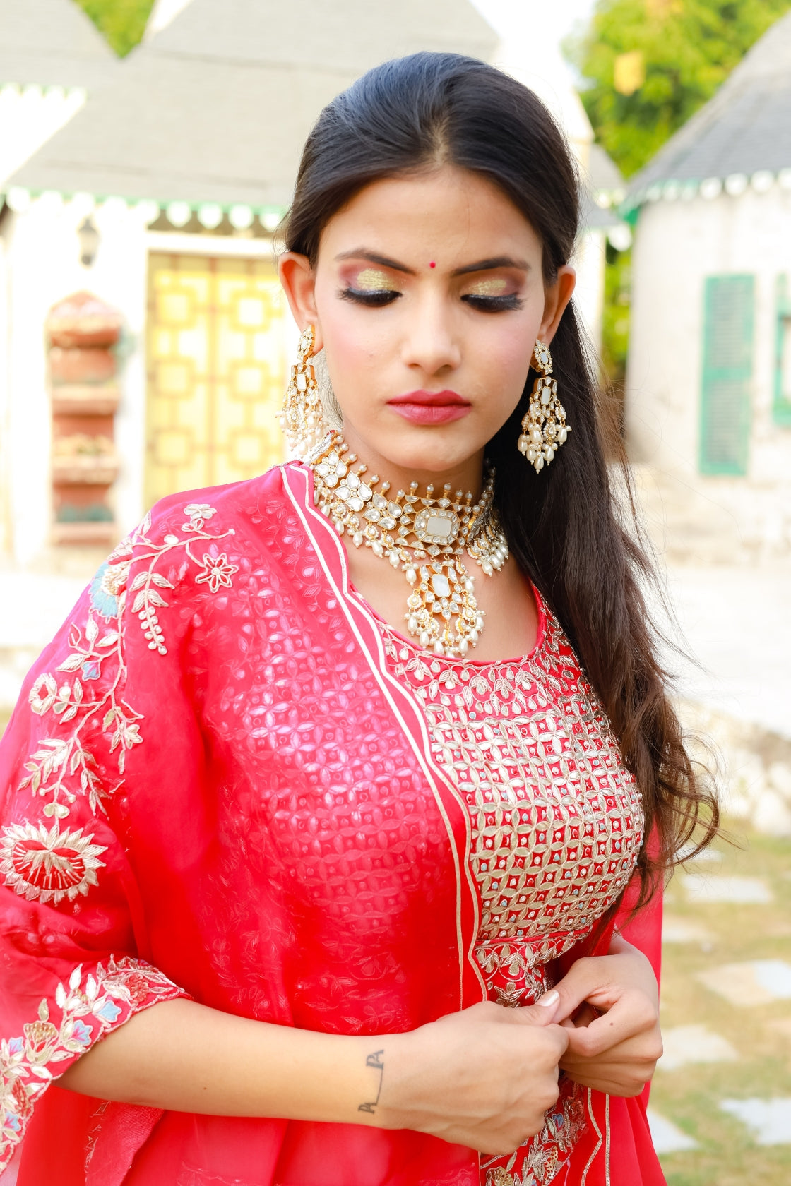 Lavanya Pink Pure Organza Silk Leheriya Lehenga Set