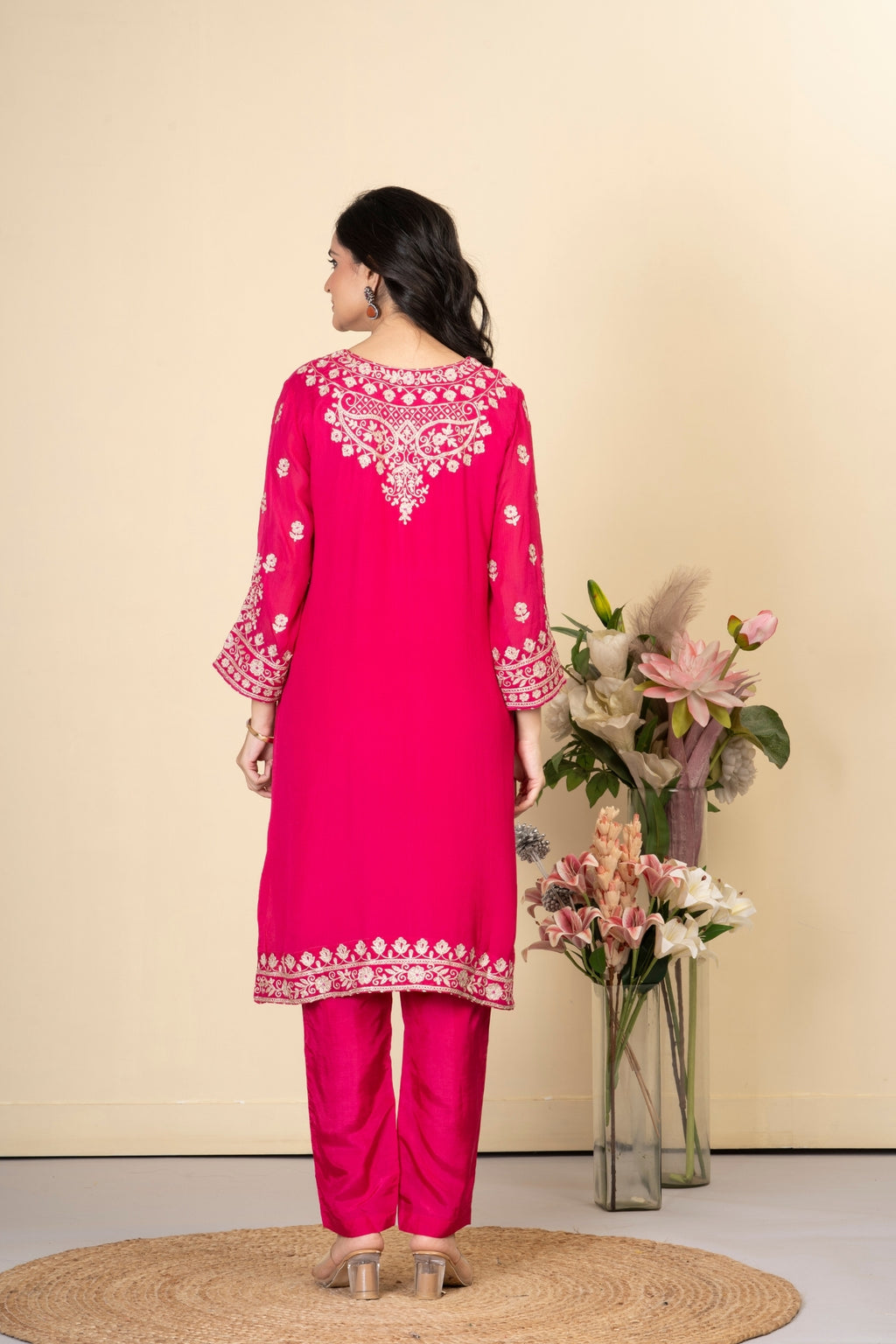 Rani Chinon Georgette Gulabi Suit
