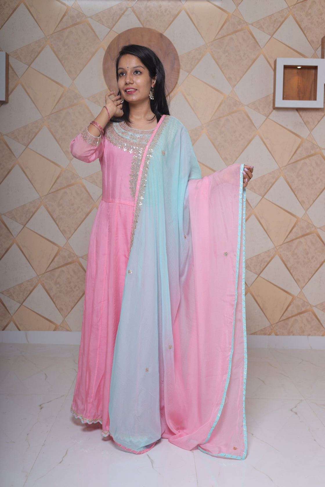 Pink Anarkali Set