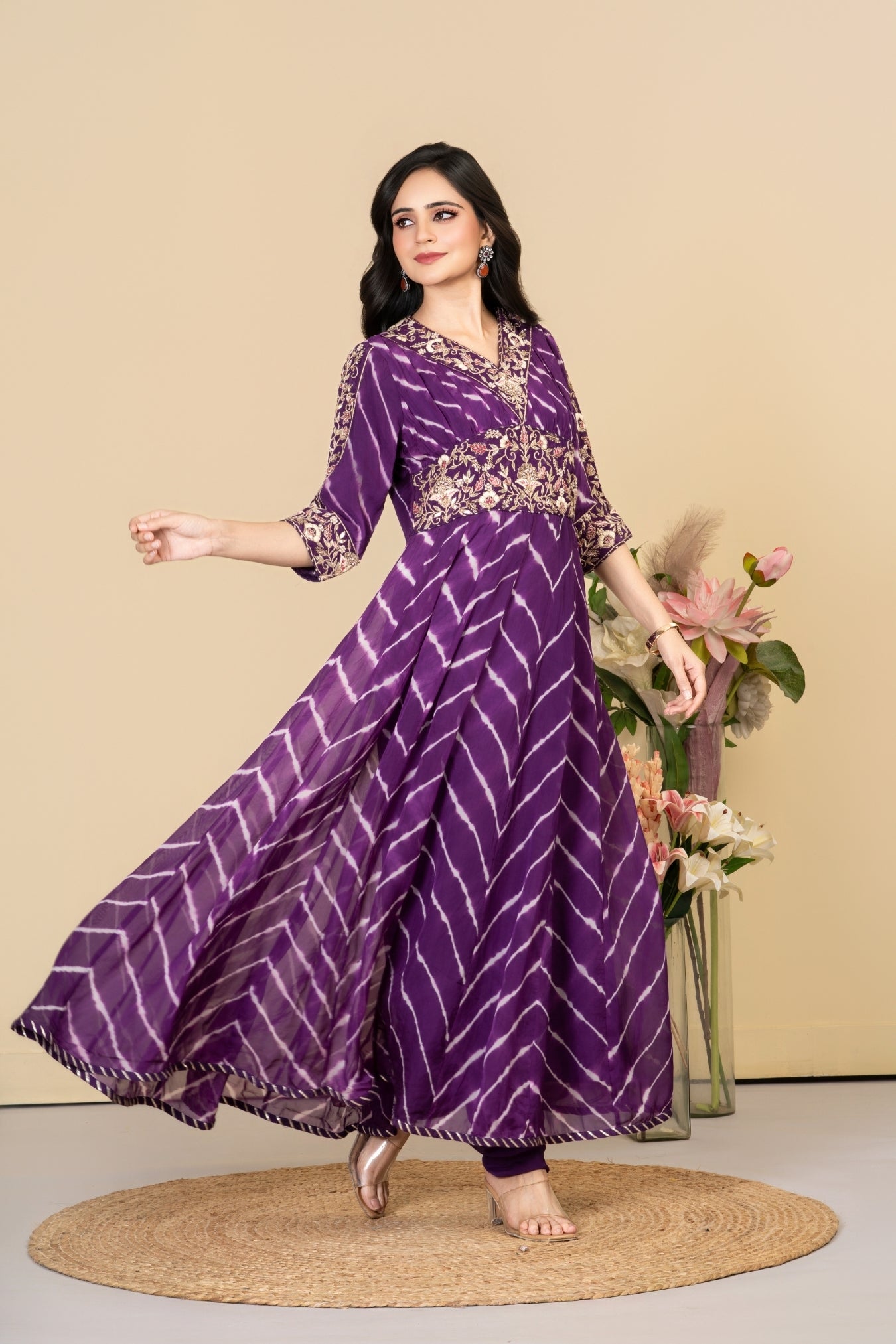 Purple Organza Lehriya Suit