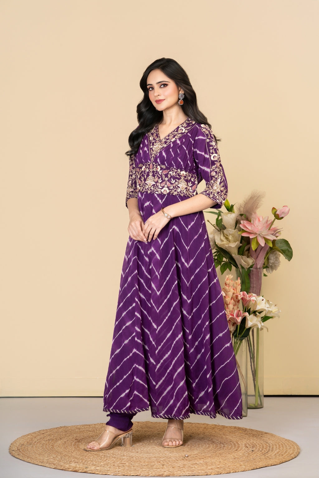 Purple Organza Lehriya Suit