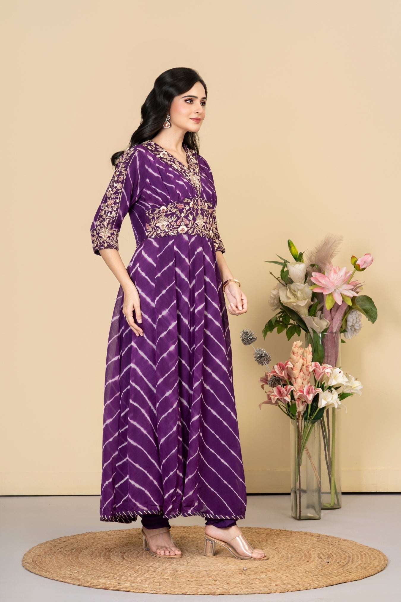 Purple Organza Lehriya Suit