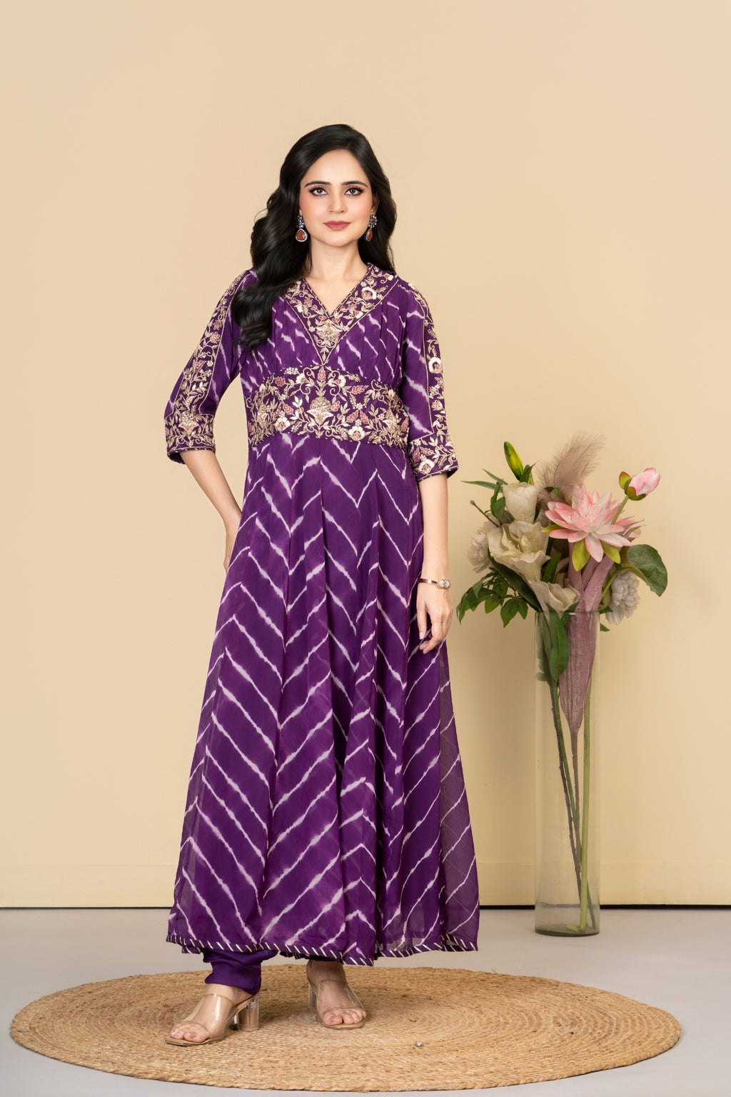 Purple Organza Lehriya Suit