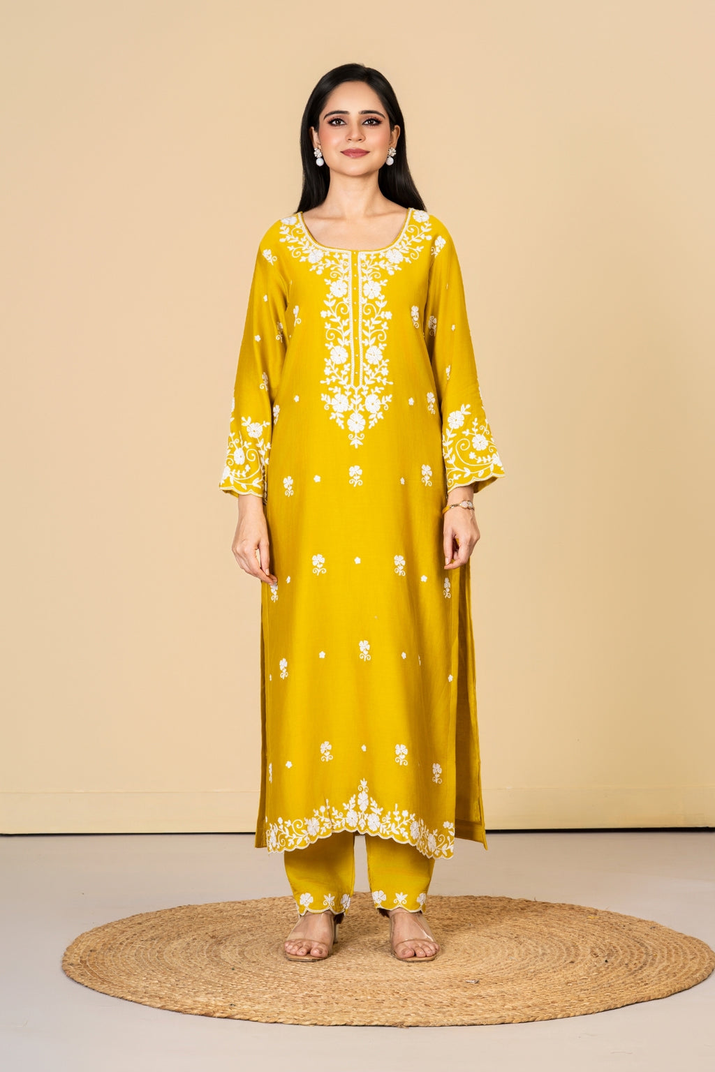 Mustard Cotton Silk Suit Set