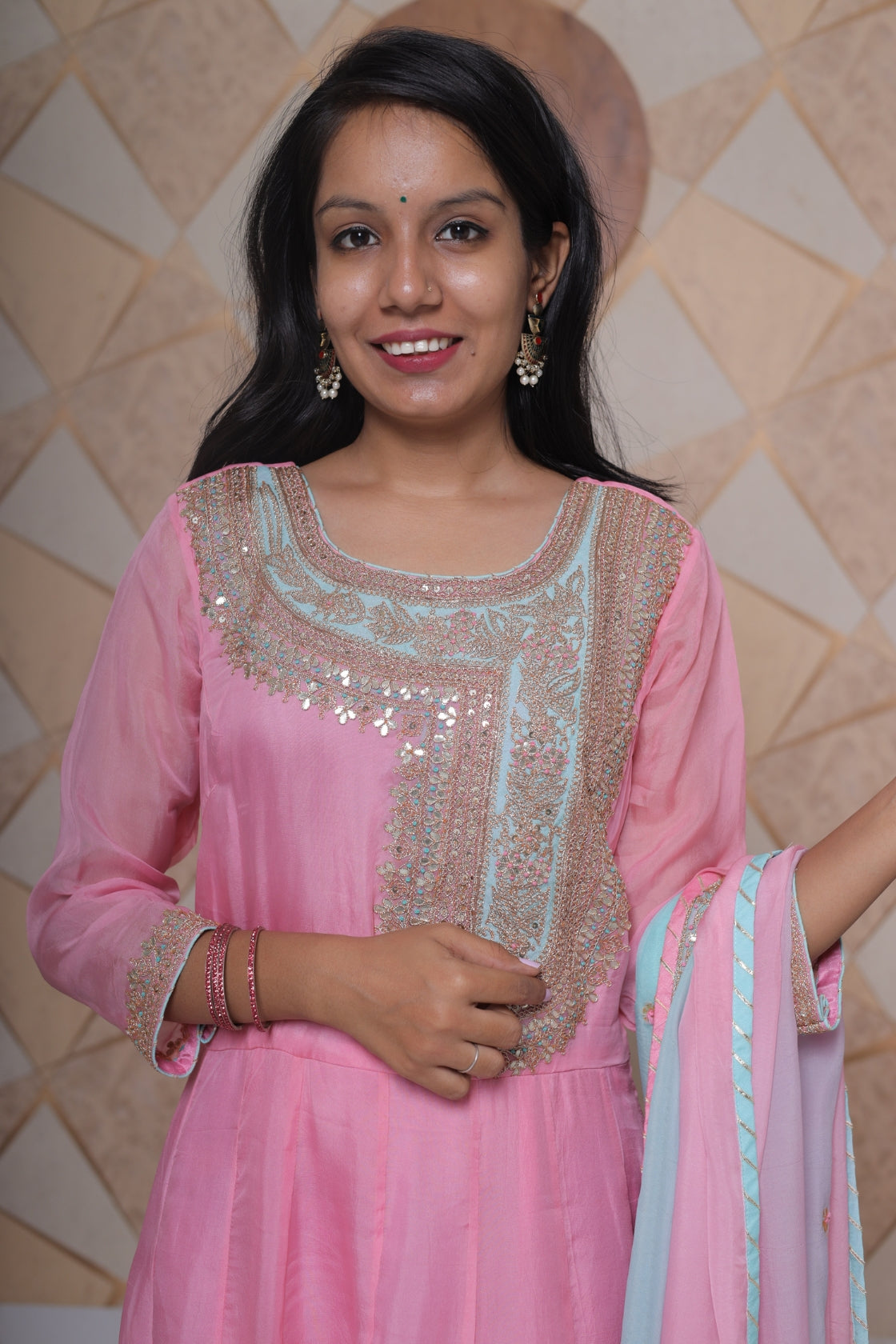 Pink Anarkali Set