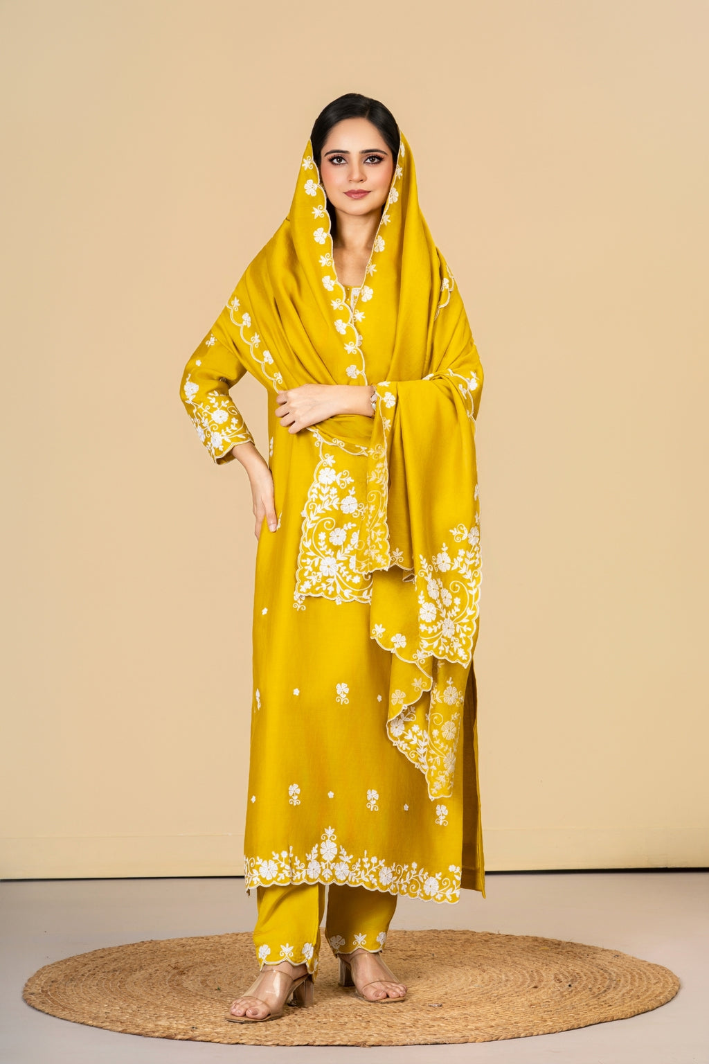 Mustard Cotton Silk Suit Set