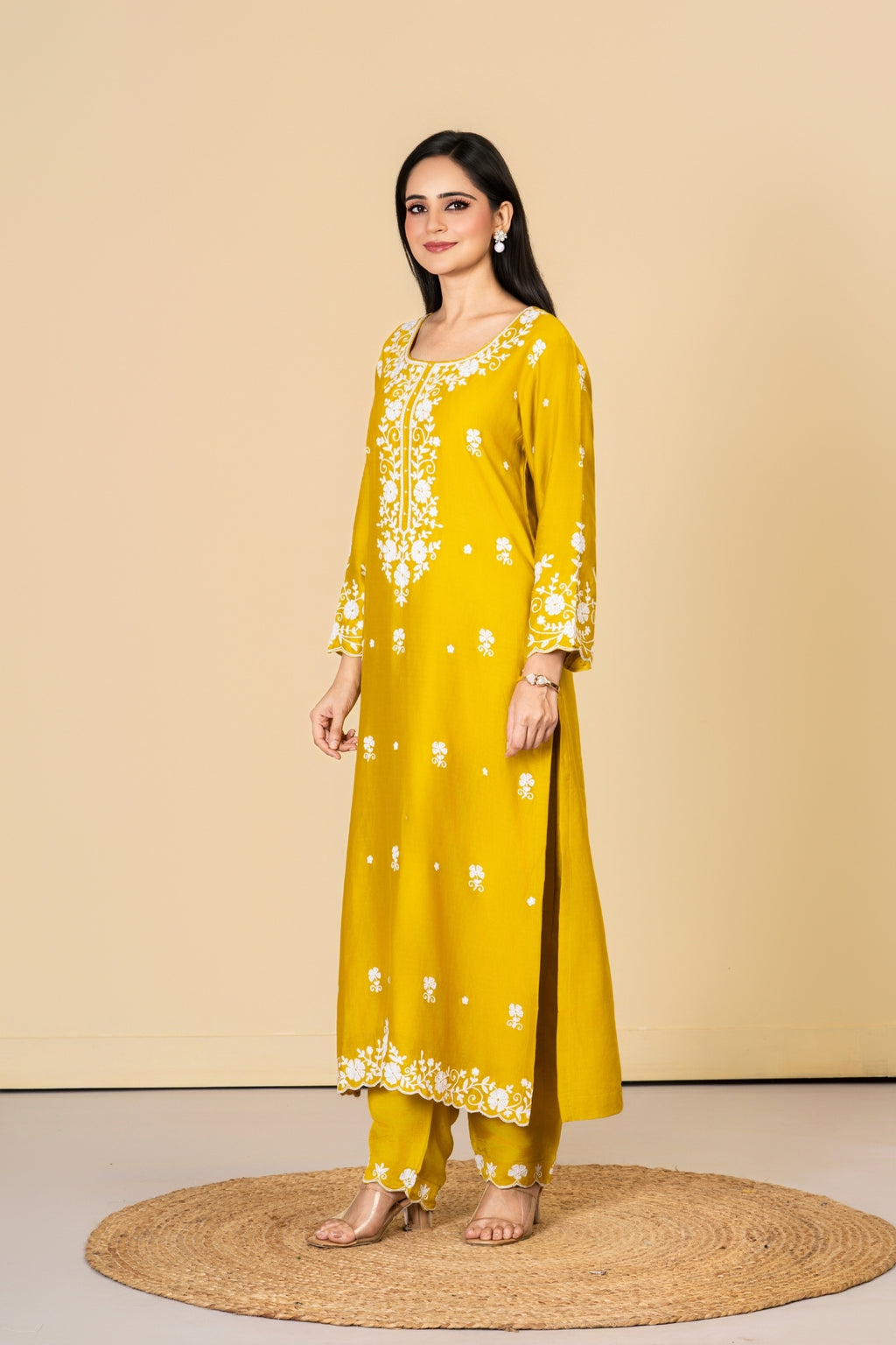 Mustard Cotton Silk Suit Set