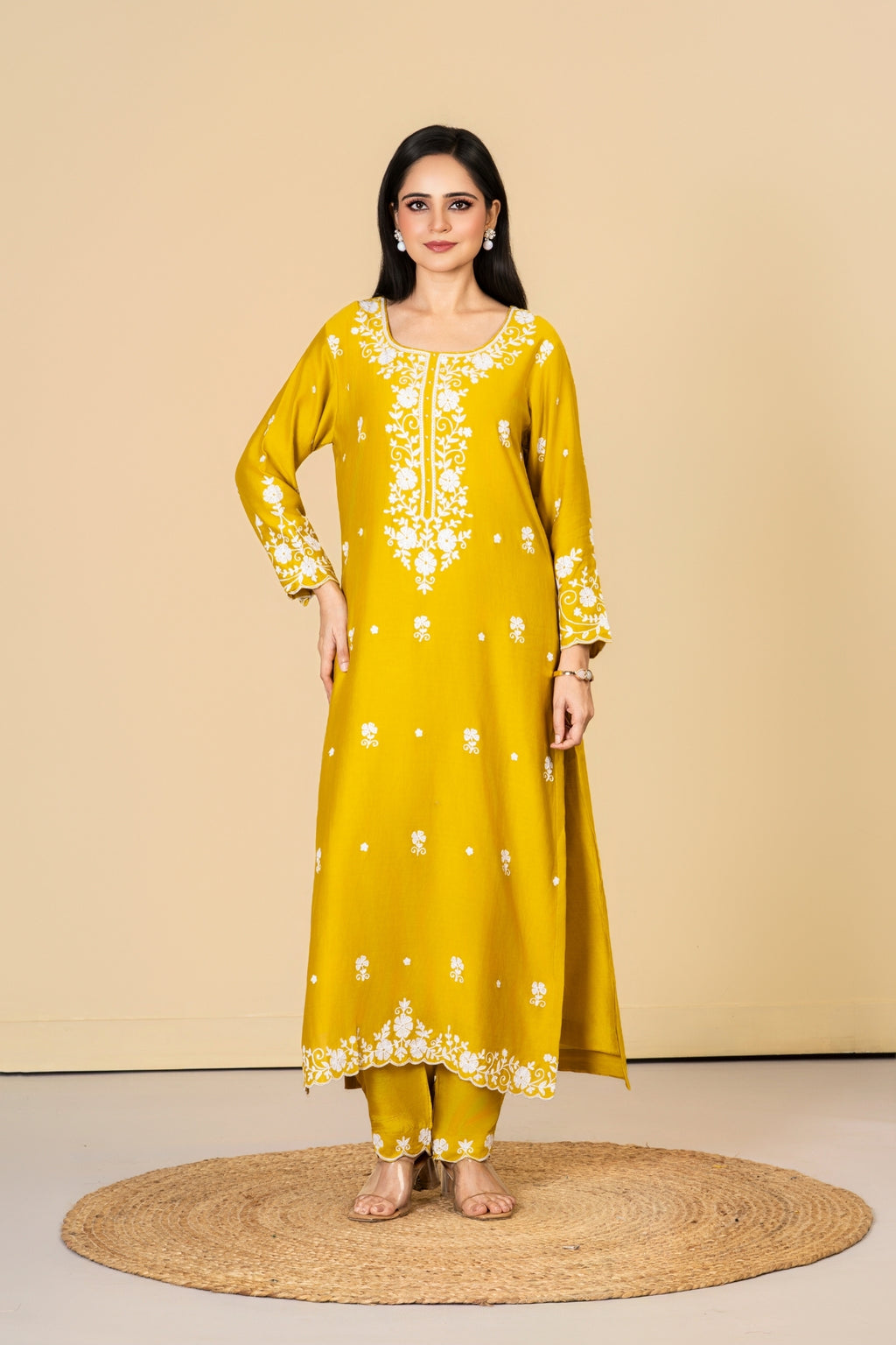 Mustard Cotton Silk Suit Set