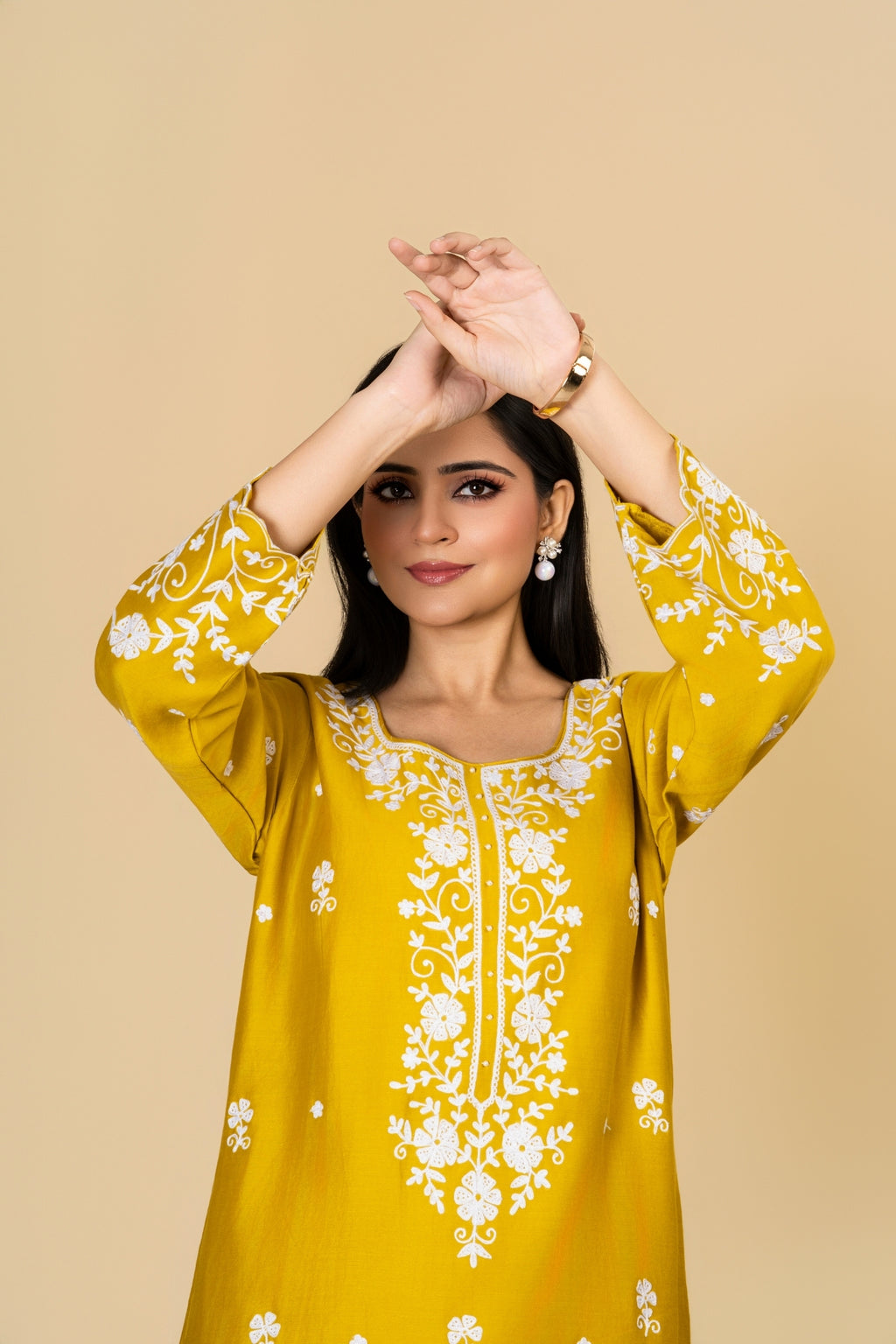 Mustard Cotton Silk Suit Set