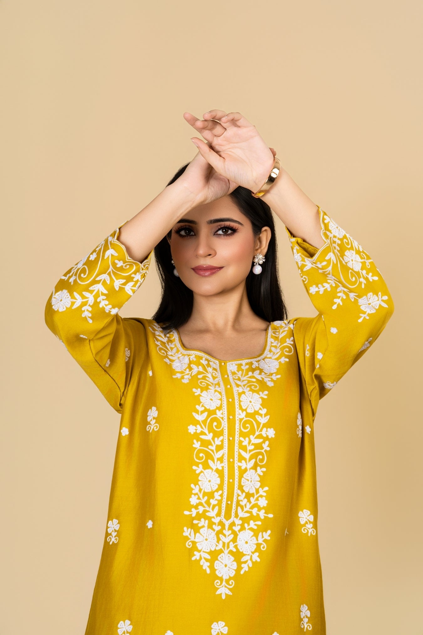 Mustard Cotton Silk Suit Set