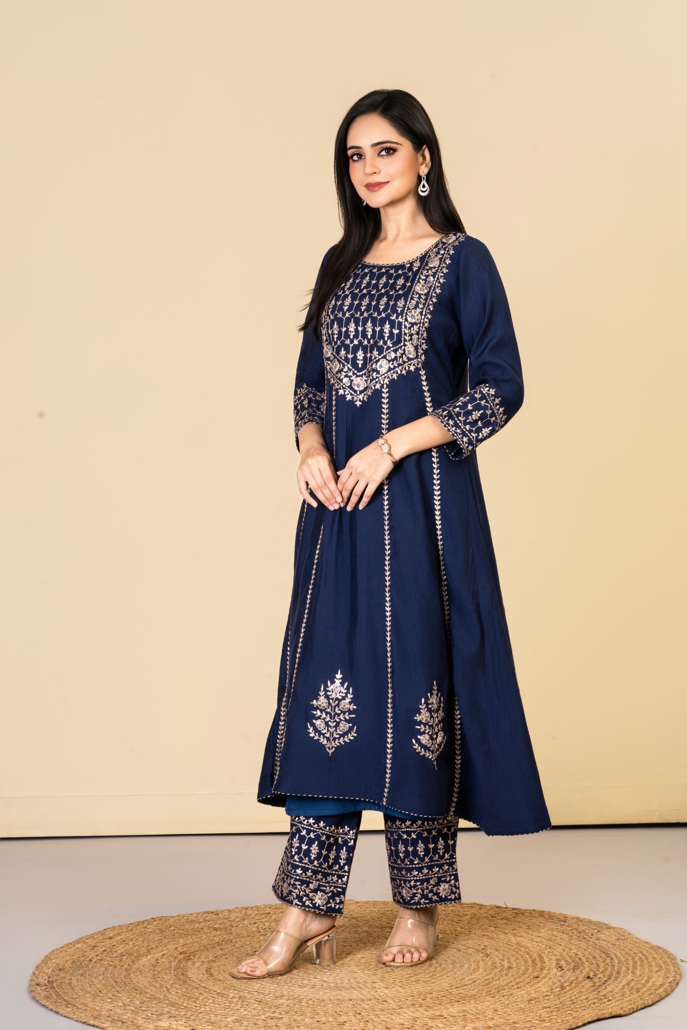 Blue Silk Zari Pittan Co-ord Set