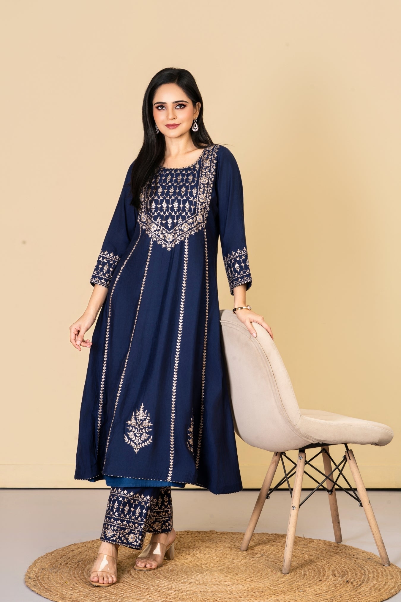 Blue Silk Zari Pittan Co-ord Set
