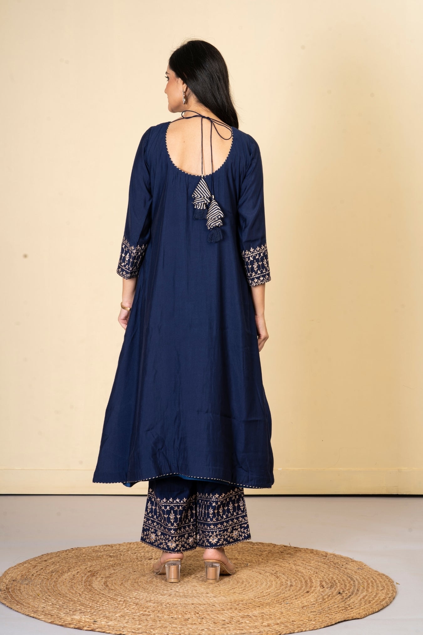 Blue Silk Zari Pittan Co-ord Set