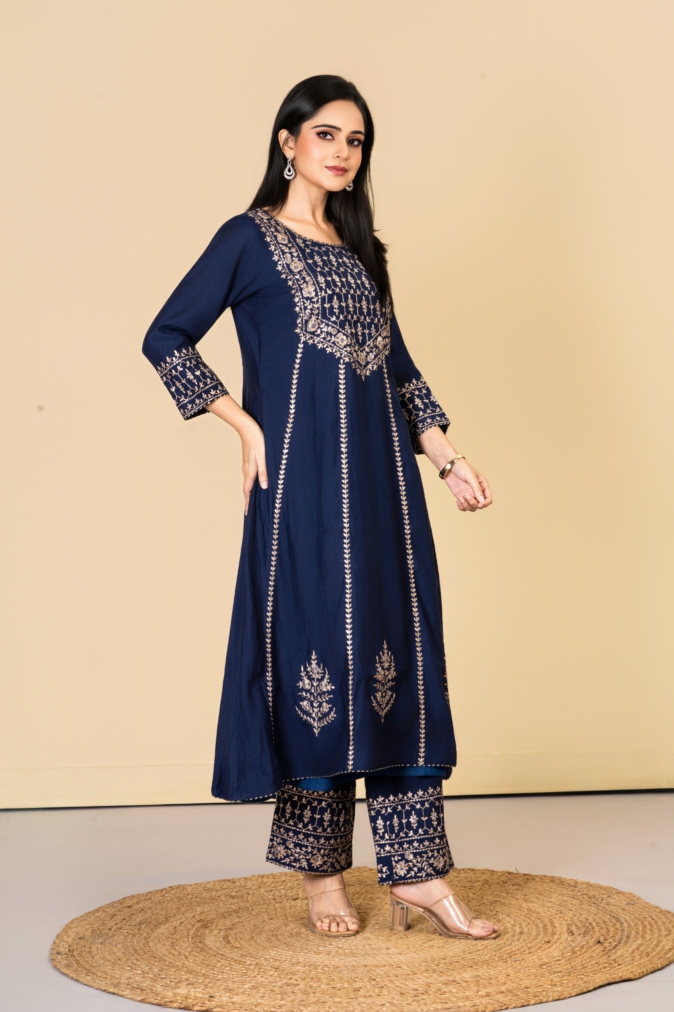Blue Silk Zari Pittan Co-ord Set