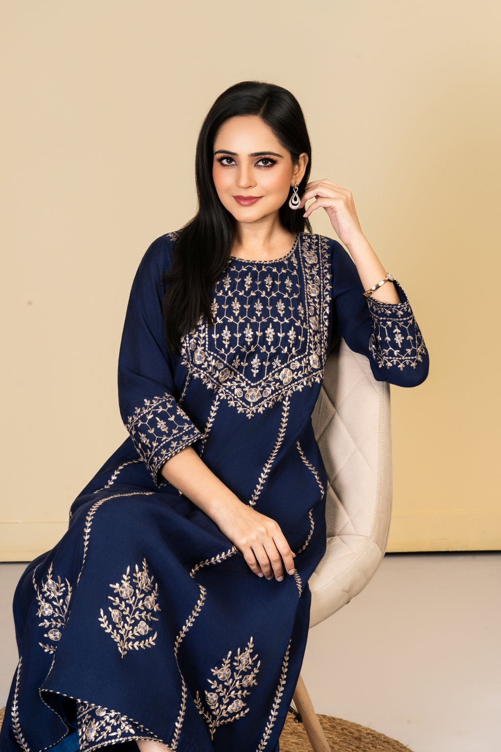 Blue Silk Zari Pittan Co-ord Set