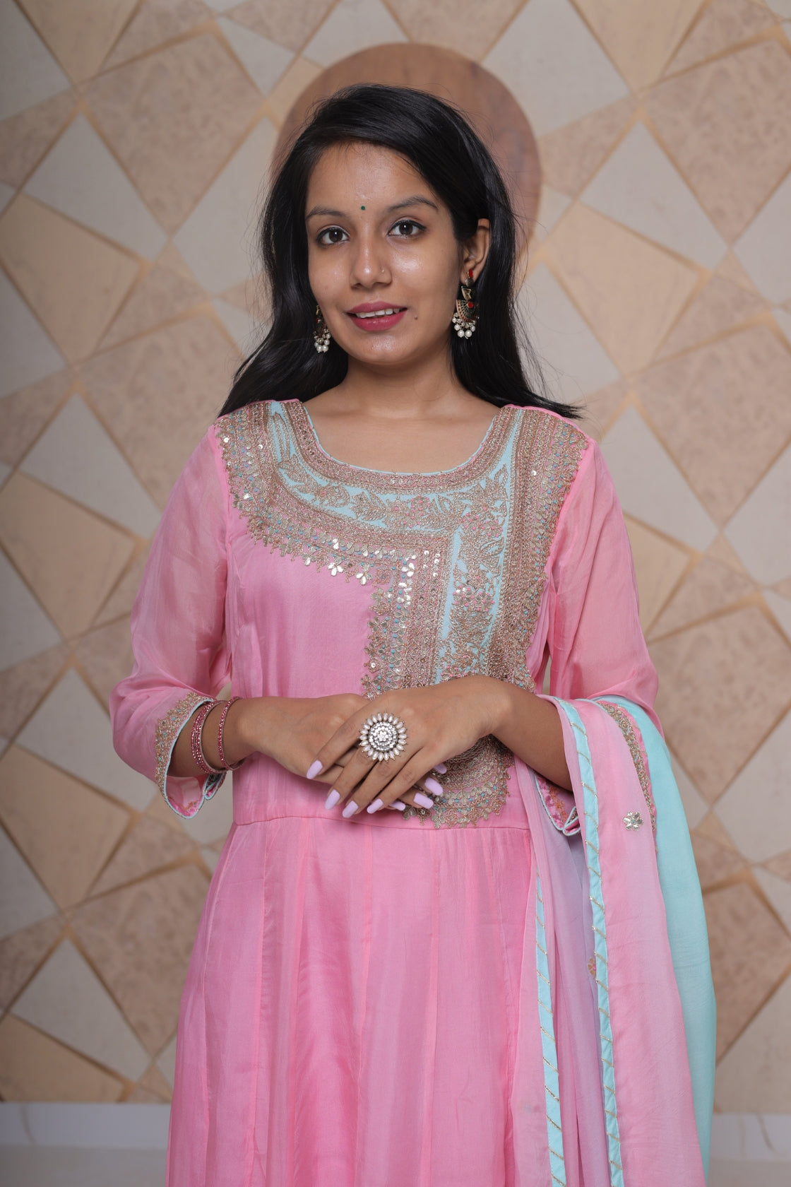 Pink Anarkali Set