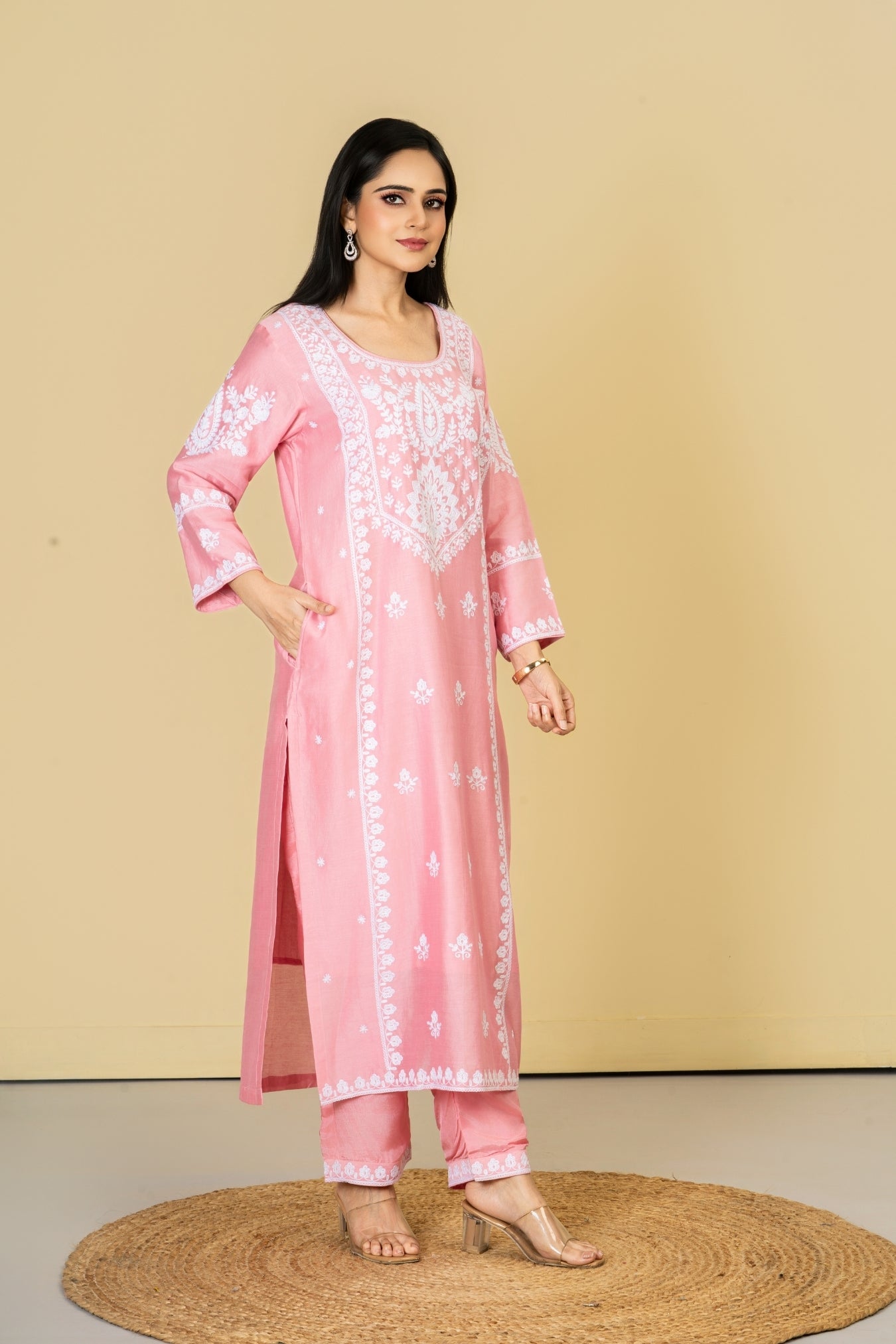 Pink Cotton Silk Suit Set