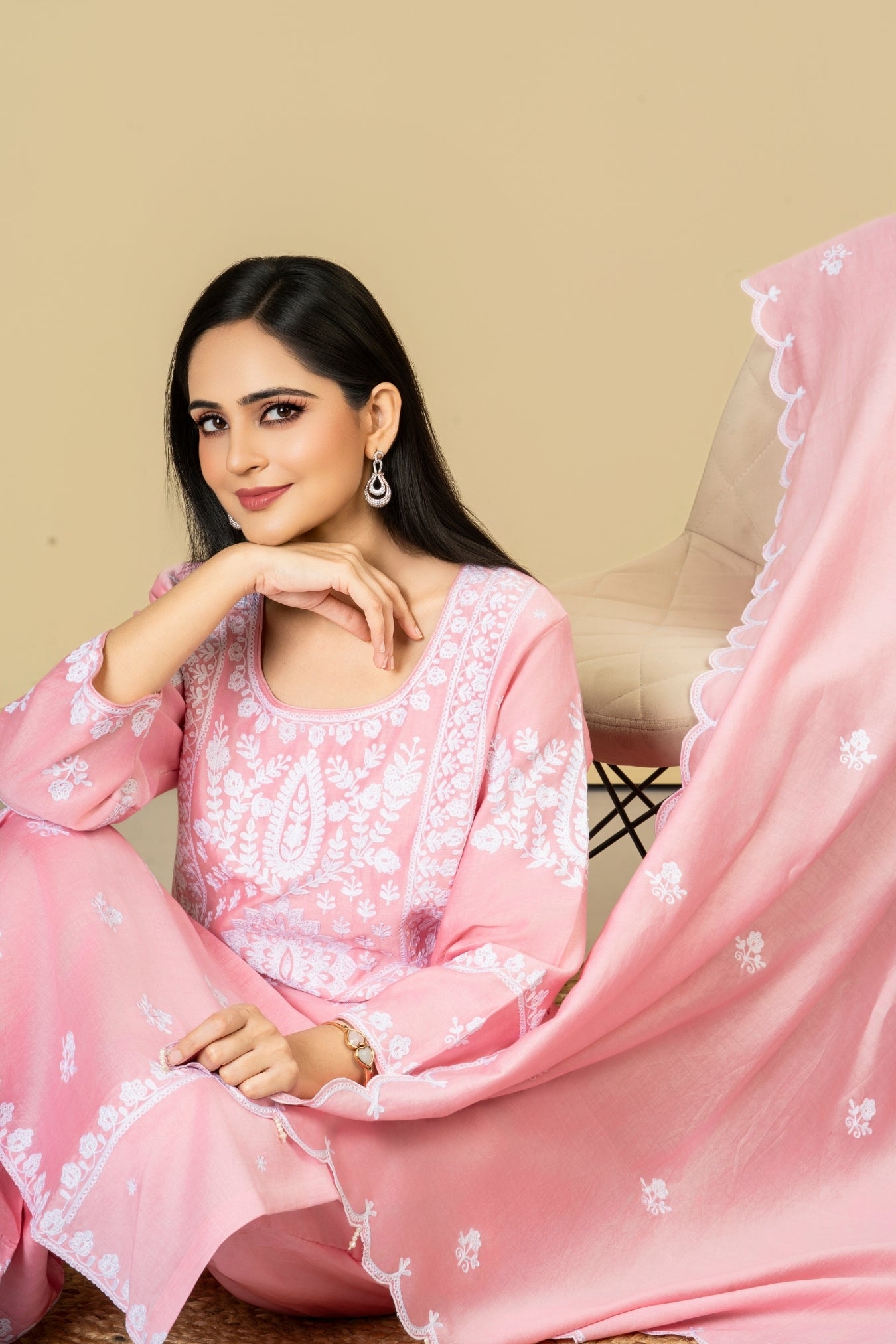 Pink Cotton Silk Suit Set