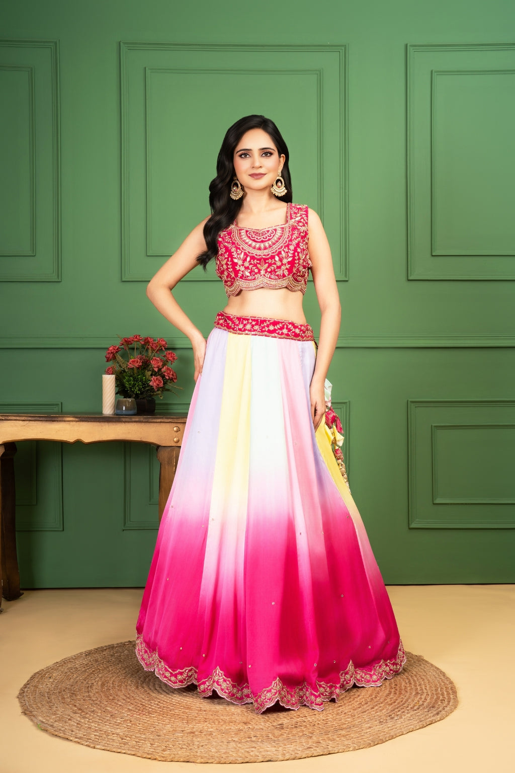 Pink Shaded Lehenga Jacket Set