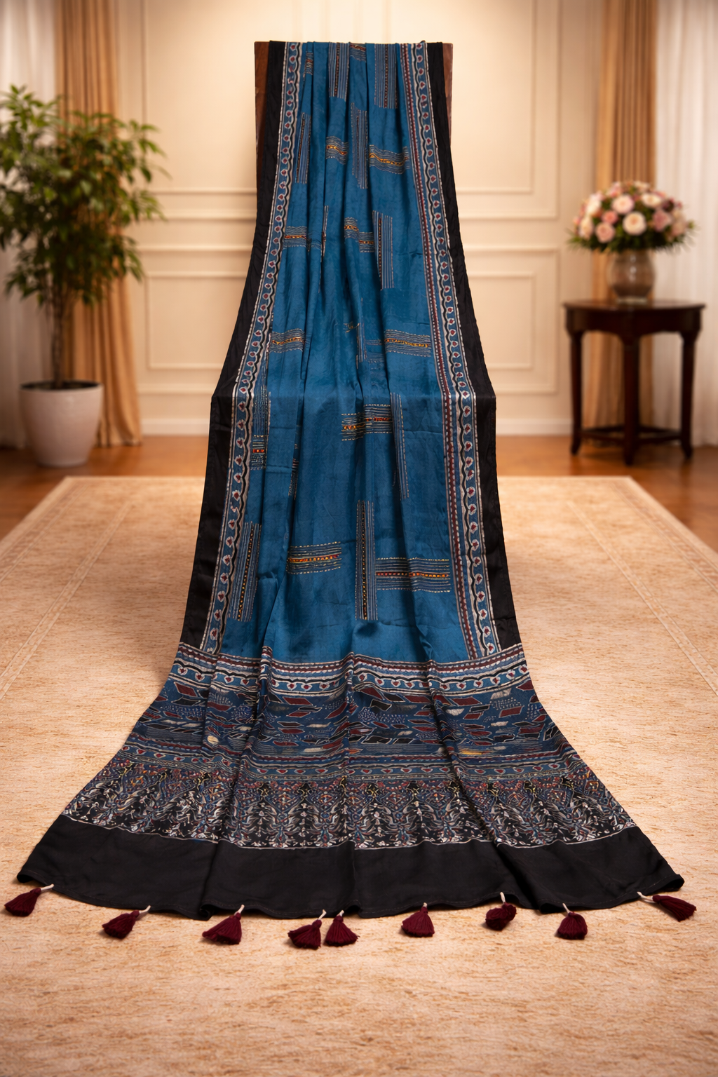 Handblock Ajrak Dupatta